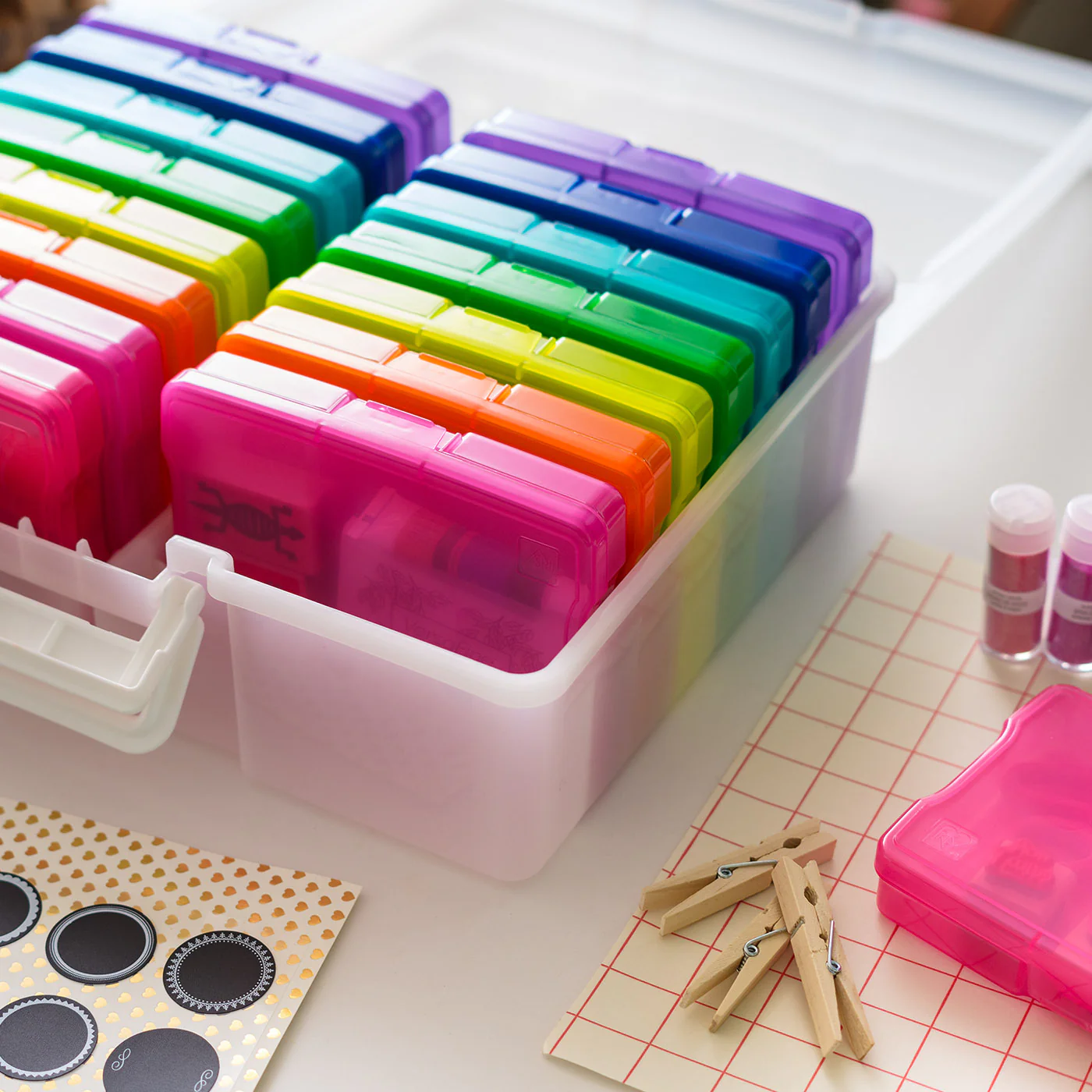 4" x 6" Photo Storage Box with 16 Inner Cases – Multi-Color/Clear Craft Keeper - Image 6
