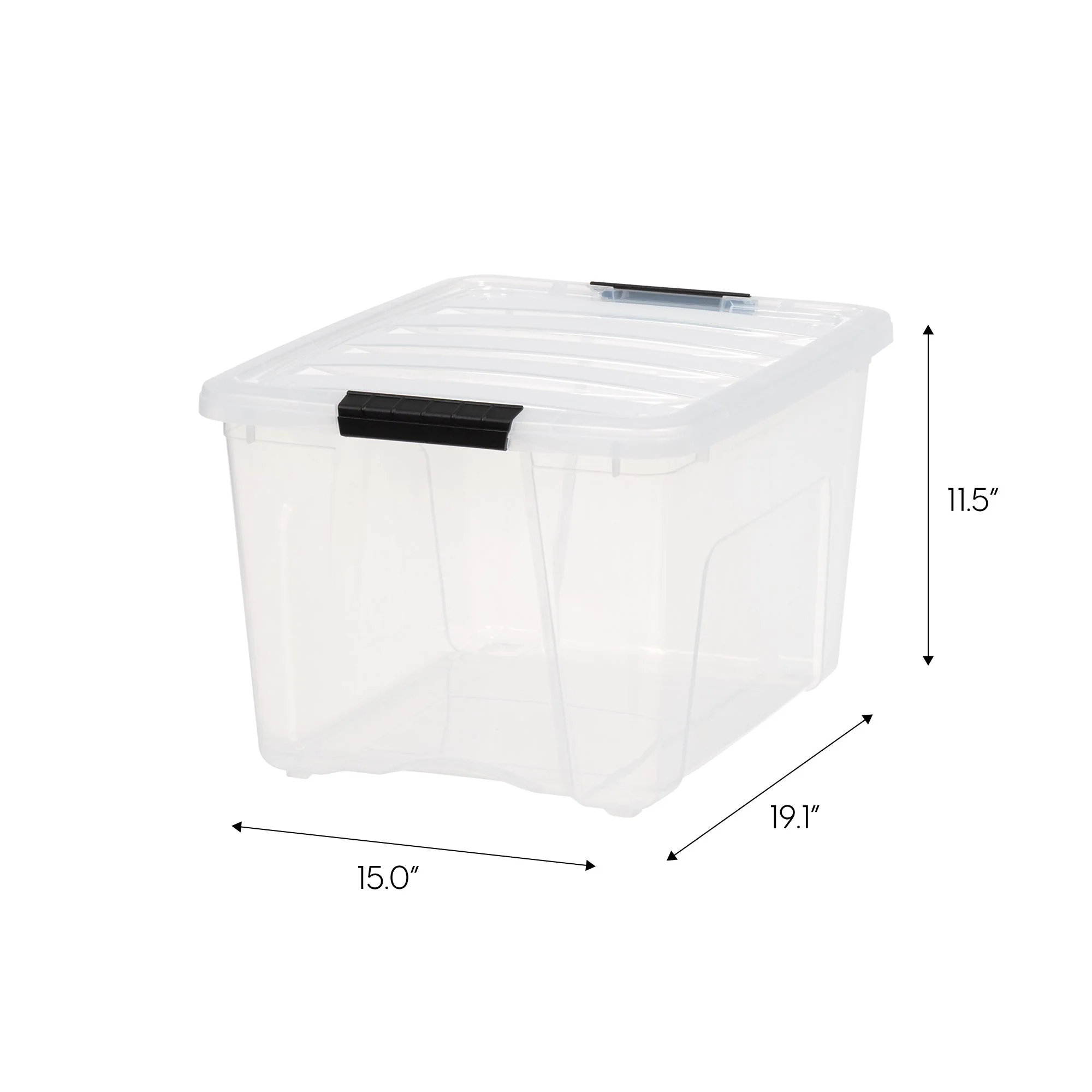 40 Quart Stack & Pull® Box, 6 Pack, Clear with Black Buckle