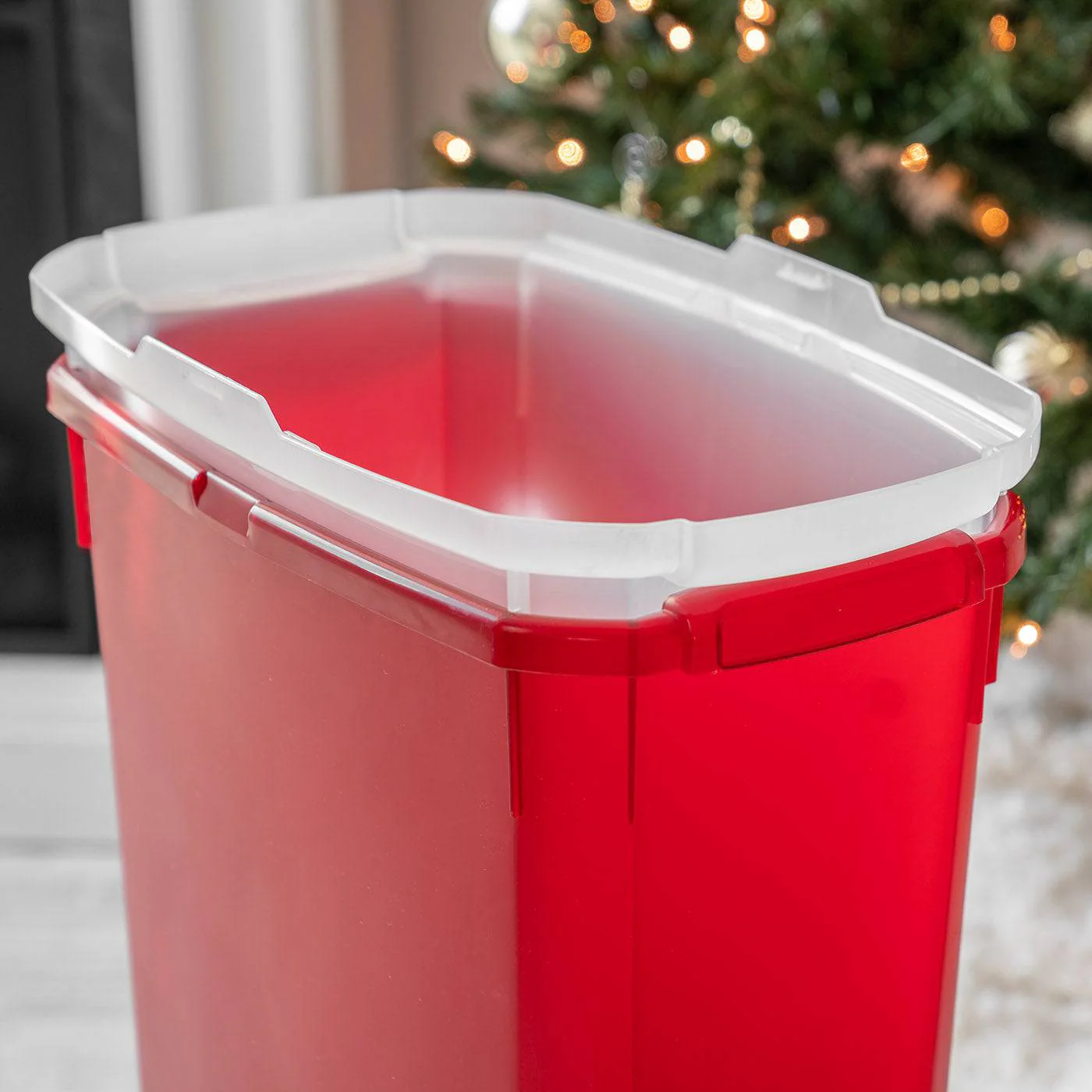 40" Wrapping Paper Storage Container with Built-in Handles, Clear/Red - Image 4