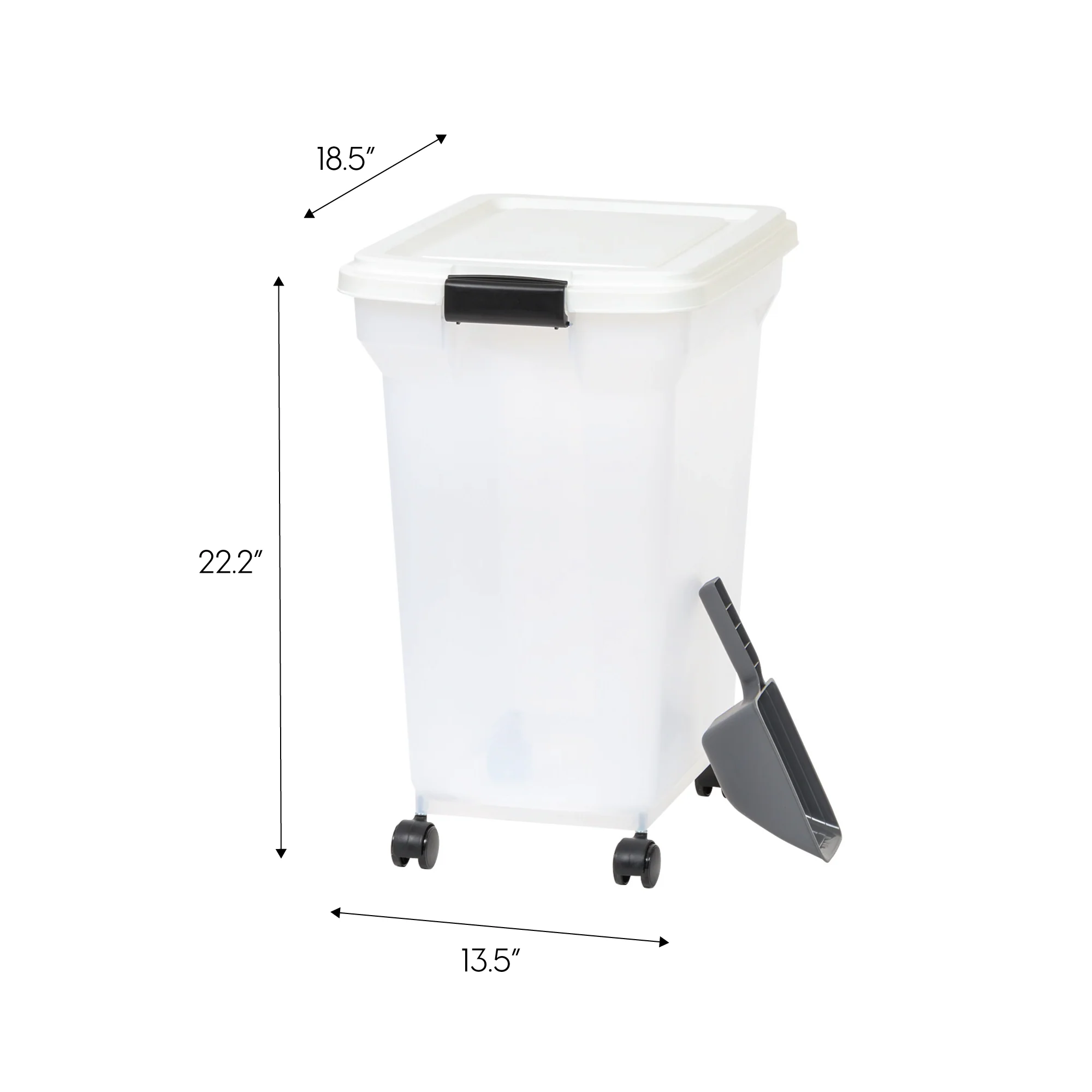 42lb (55 Qt.) WeatherPro® Airtight Pet Food Container with Scoop for Dog and Cat Food, Clear White - Image 11