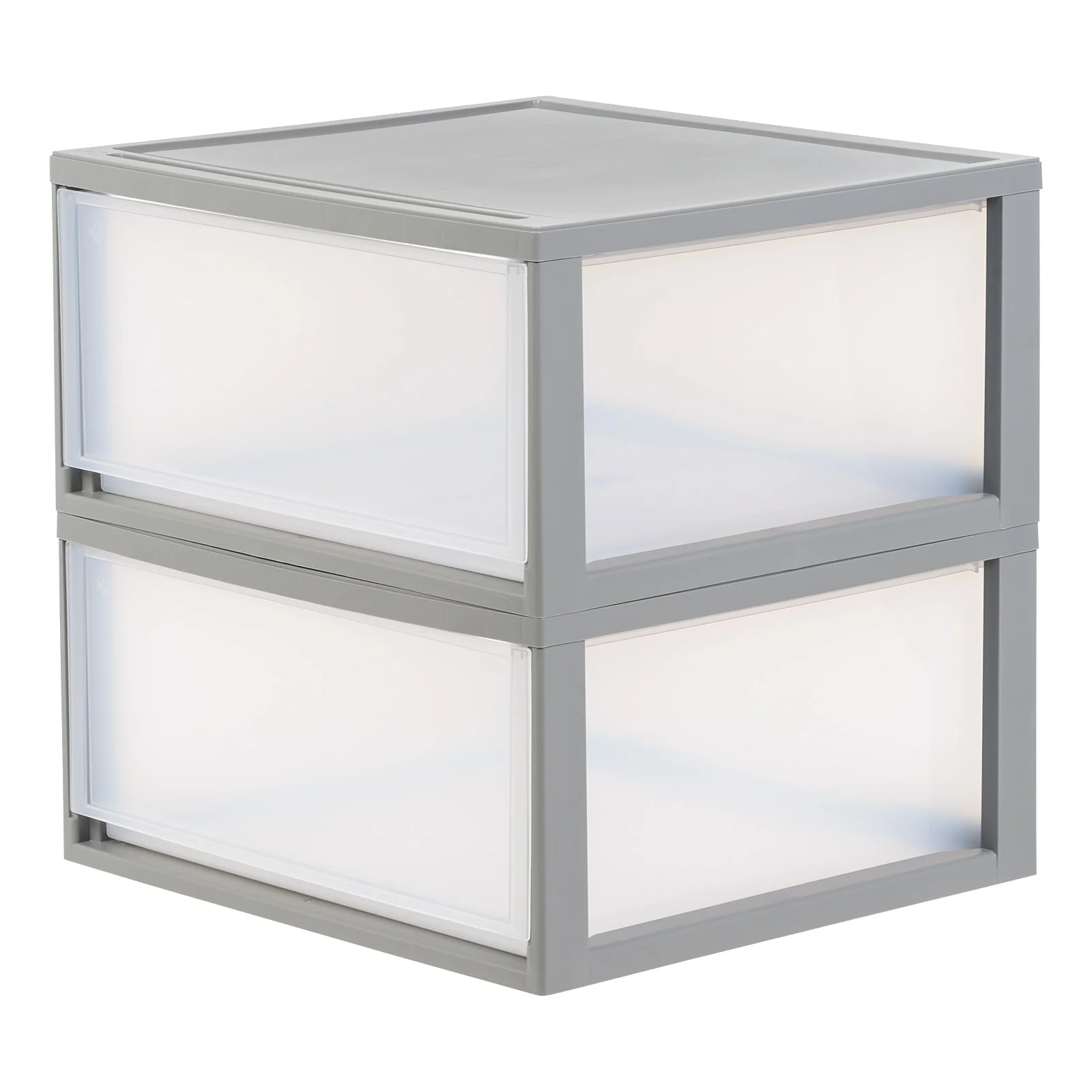 47 Qt. Extra Large Plastic Stackable Storage Drawers, Modular, Gray Clear, Set of 2