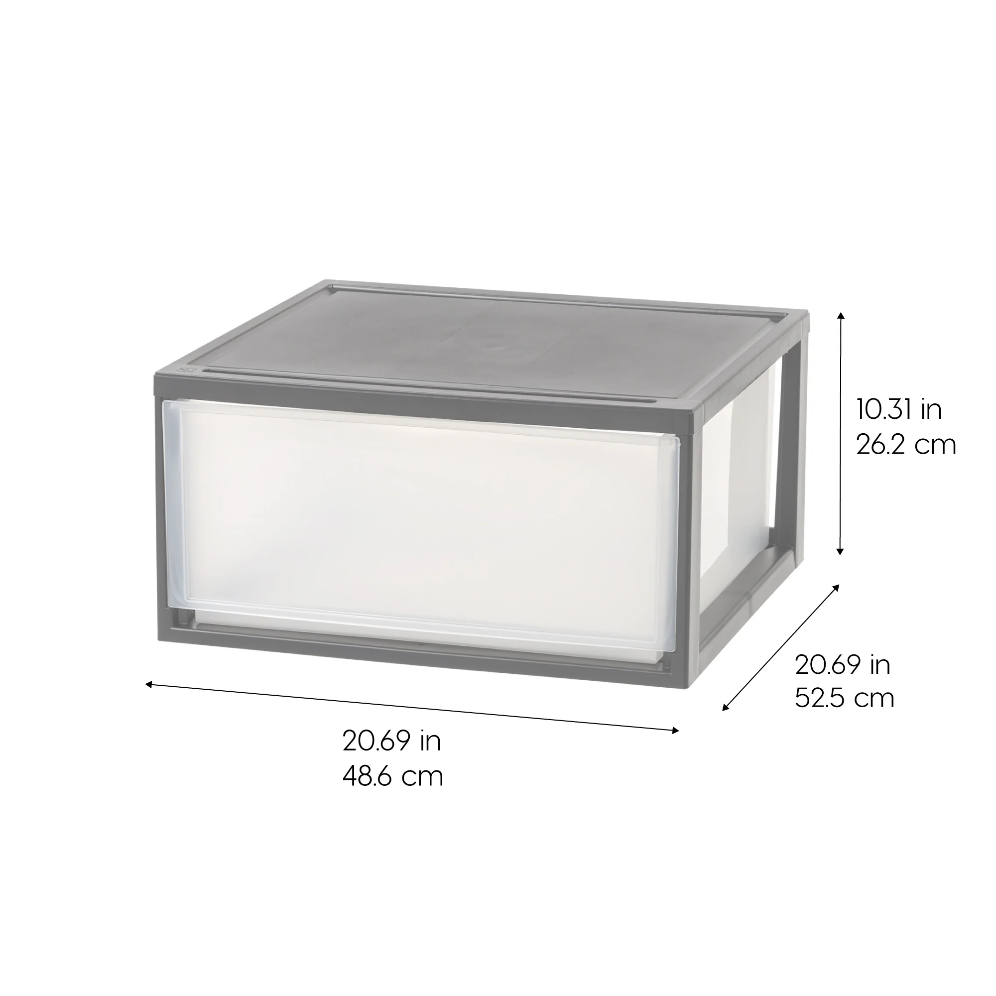 47 Qt. Extra Large Plastic Stackable Storage Drawers, Modular, Gray Clear, Set of 2 - Image 10