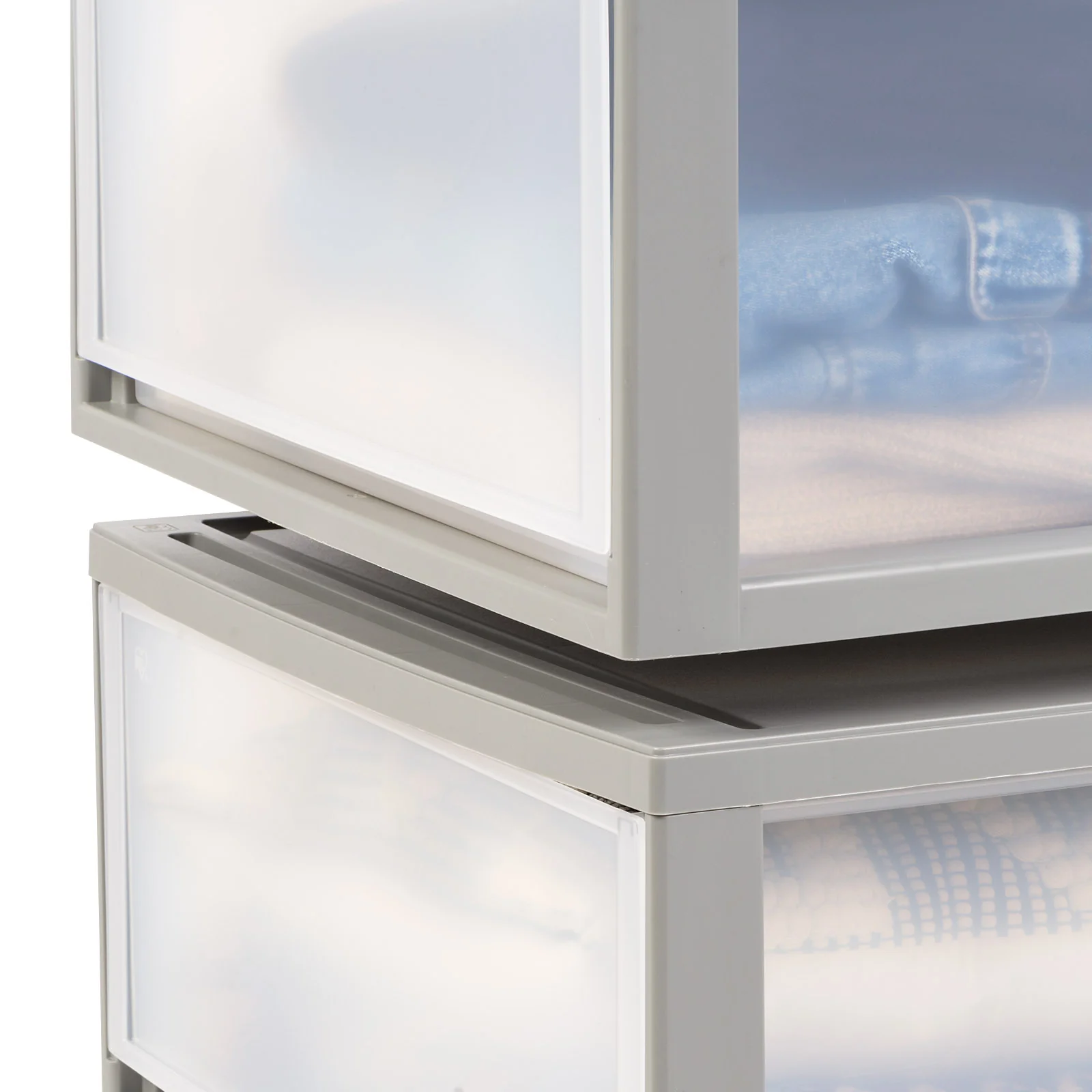 47 Qt. Extra Large Plastic Stackable Storage Drawers, Modular, Gray Clear, Set of 2 - Image 6