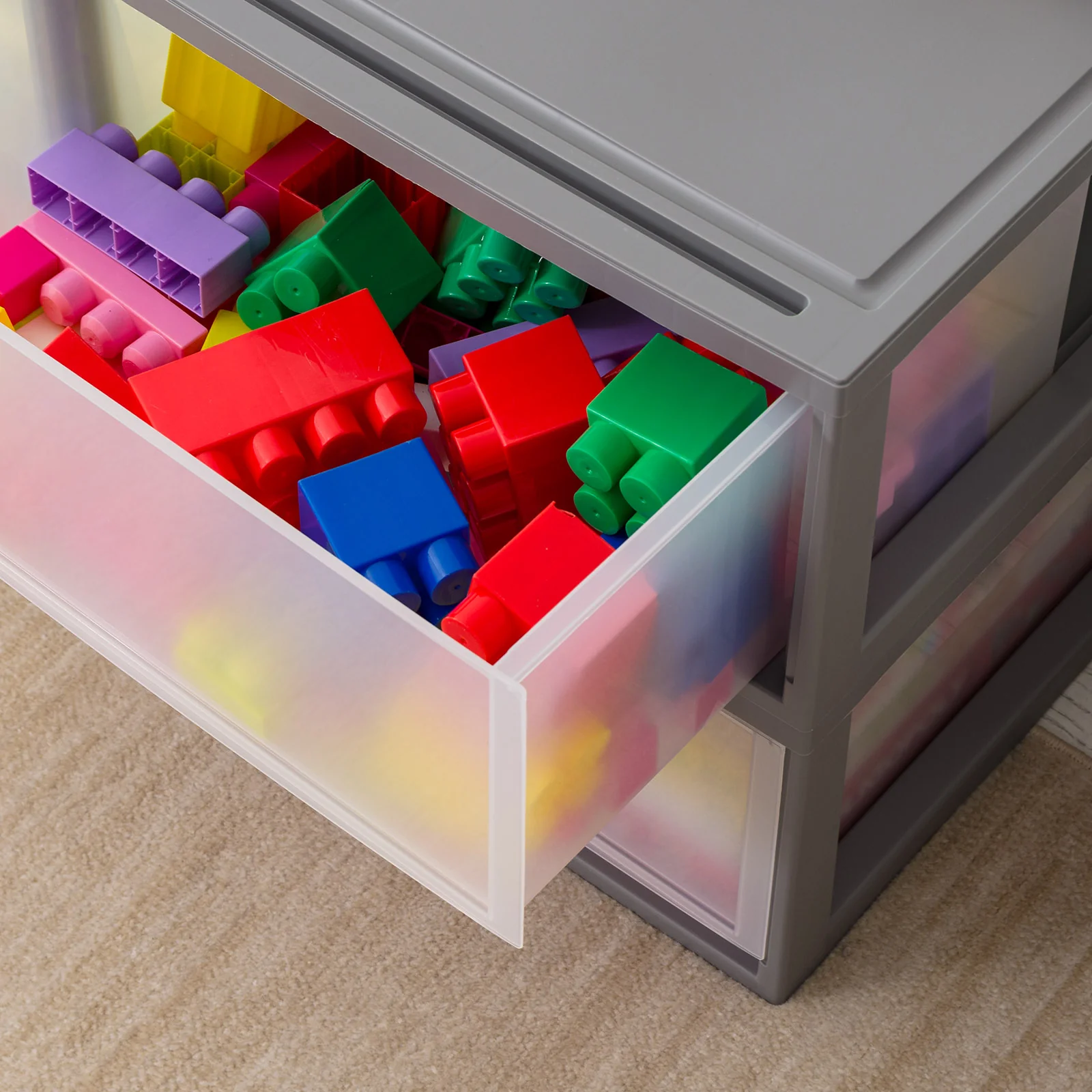 47 Qt. Extra Large Plastic Stackable Storage Drawers, Modular, Gray Clear, Set of 2 - Image 9