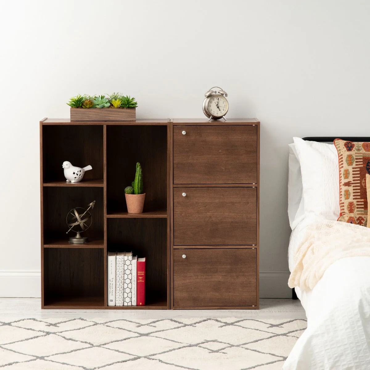 5-Compartment Wood Organizer Bookcase Storage Shelf, Dark Brown - Image 5