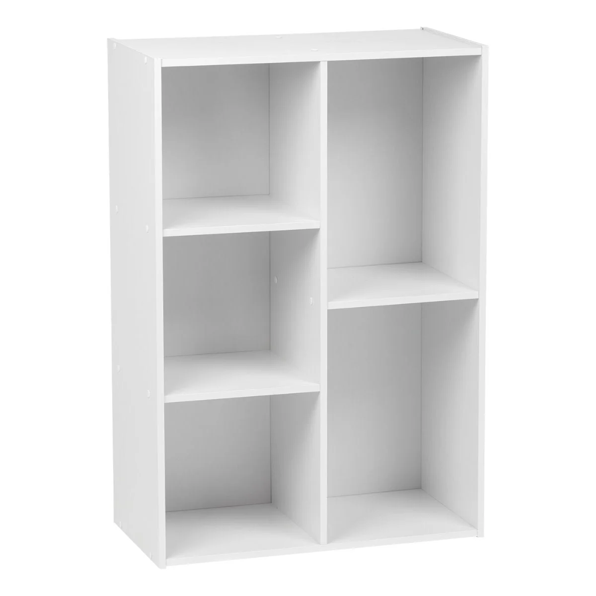 5-Compartment Wood Organizer Bookcase Storage Shelf, White - Image 2