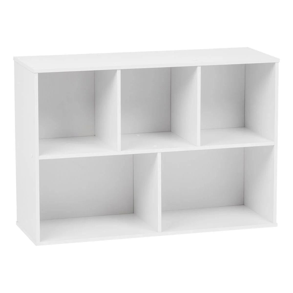 5-Compartment Wood Organizer Bookcase Storage Shelf, White - Image 5