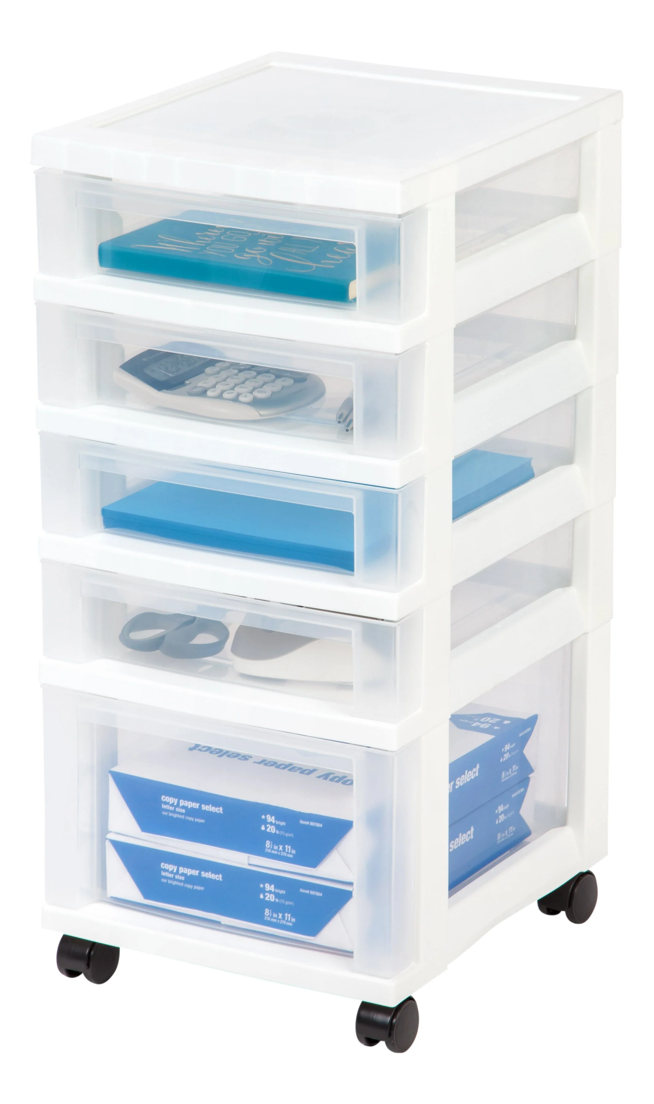 5-drawer Storage Cart, White/Clear - Image 10