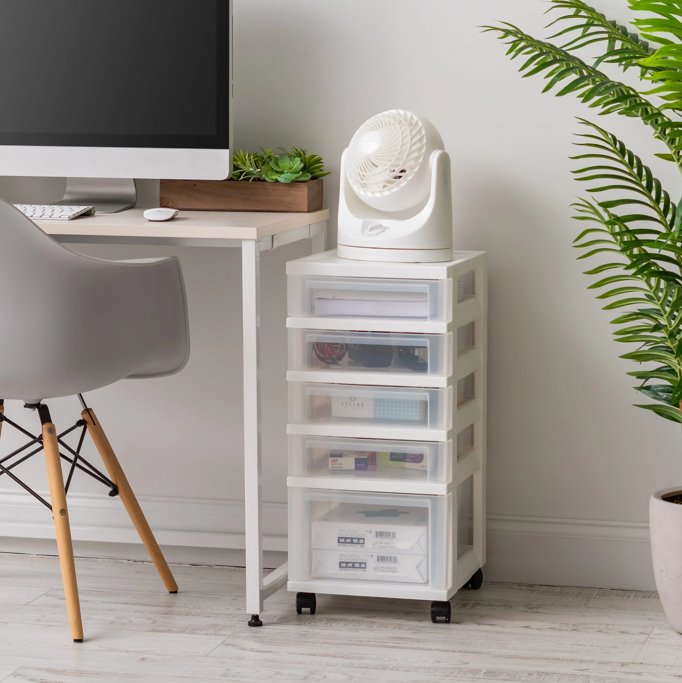 5-drawer Storage Cart, White/Clear - Image 3