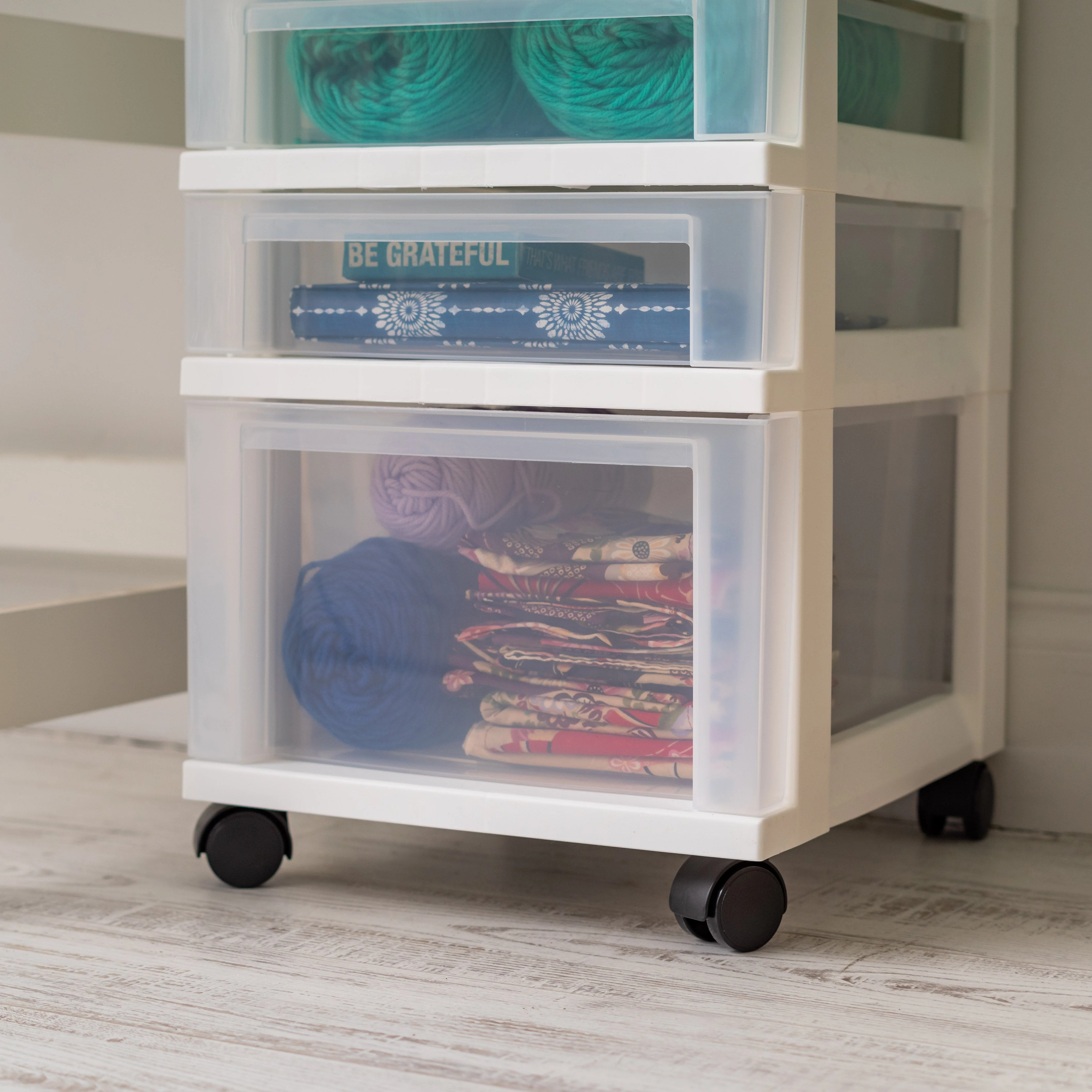 5-drawer Storage Cart, White/Clear - Image 5