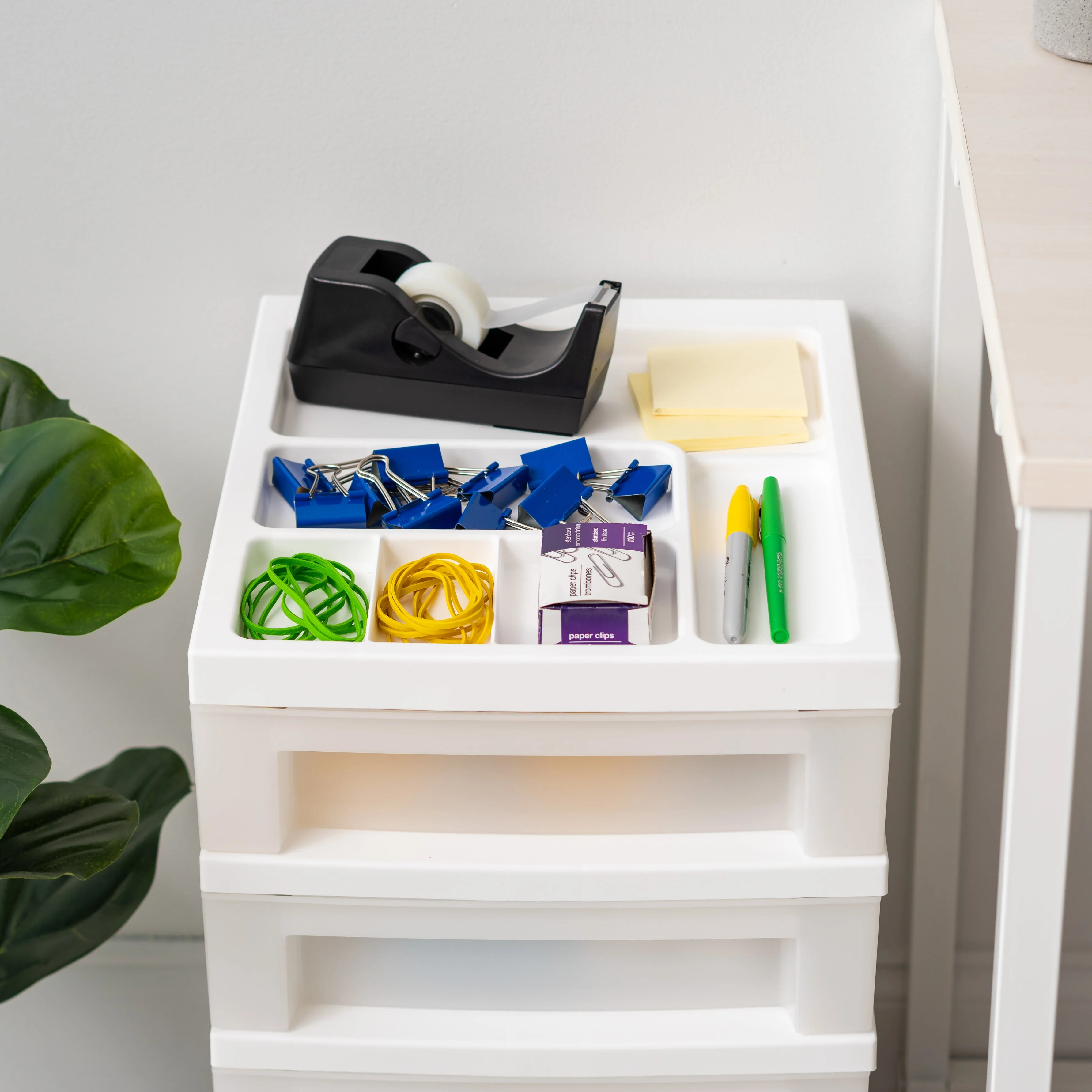 5-Drawer Storage Cart with Organizer Top, White/Pearl - Image 3