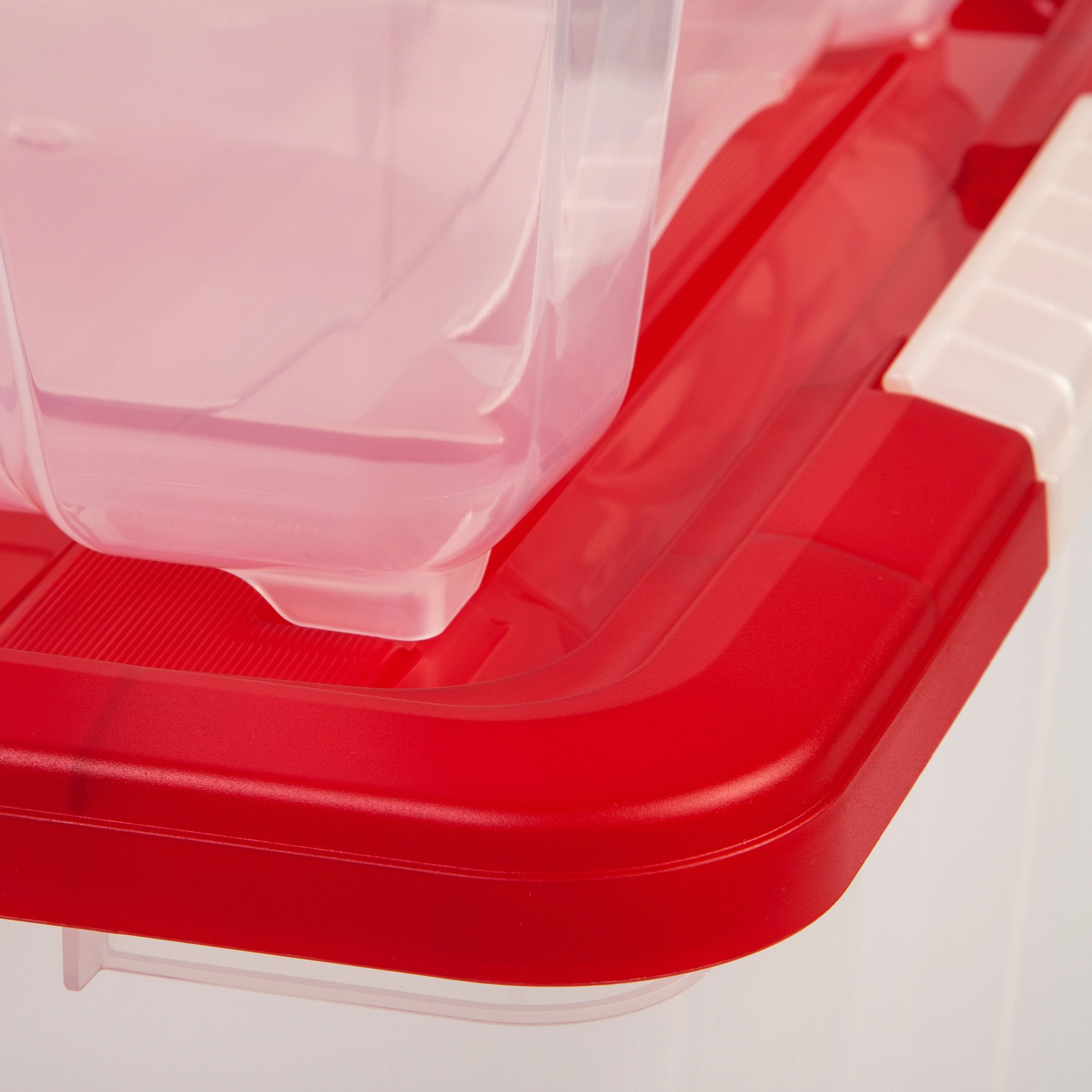 54 Qt. Stackable Holiday Storage Bin with Lid - 4 pack -, Clear/Red - Image 5