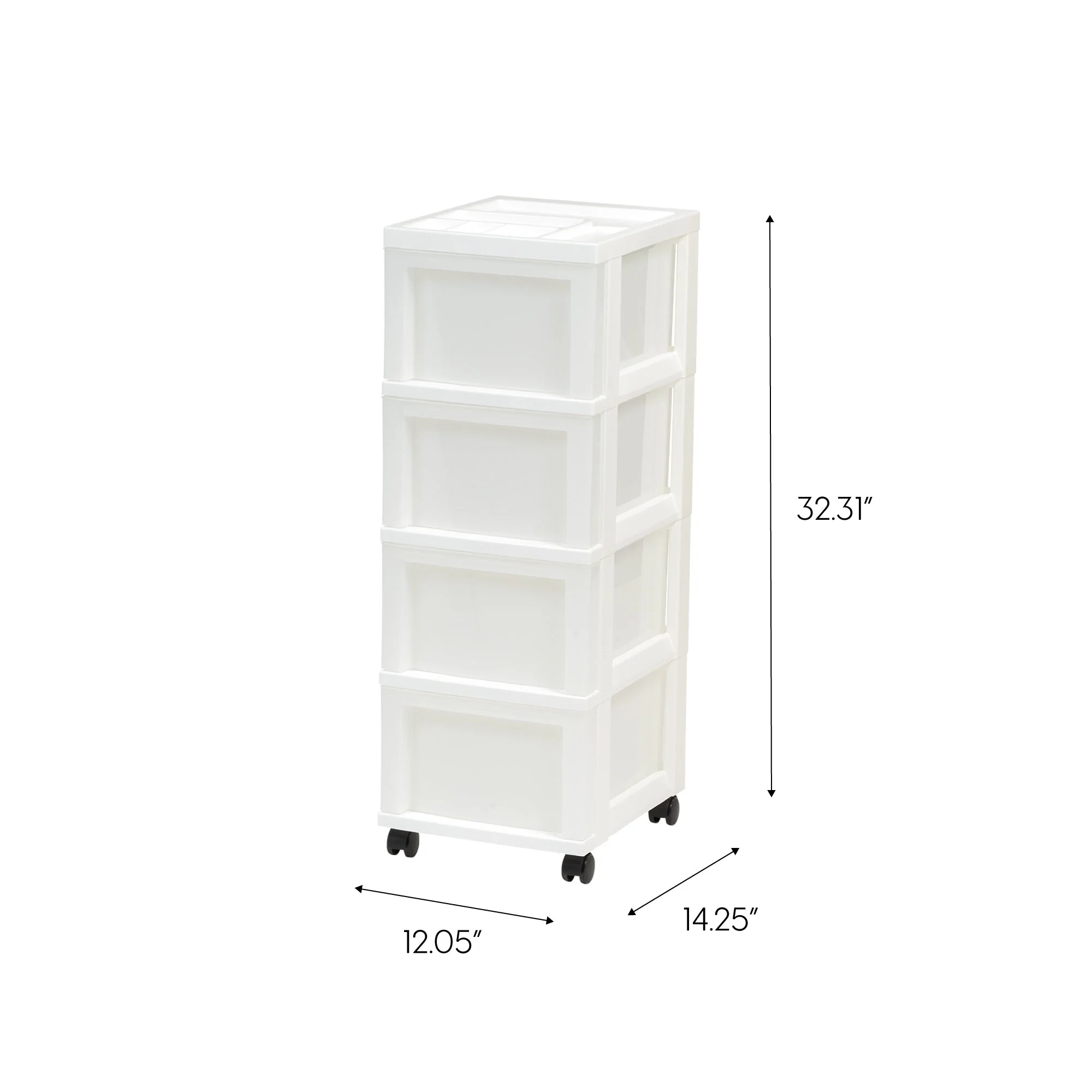 6-Drawer Storage Cart with Organizer Top, White/Pearl - Image 4