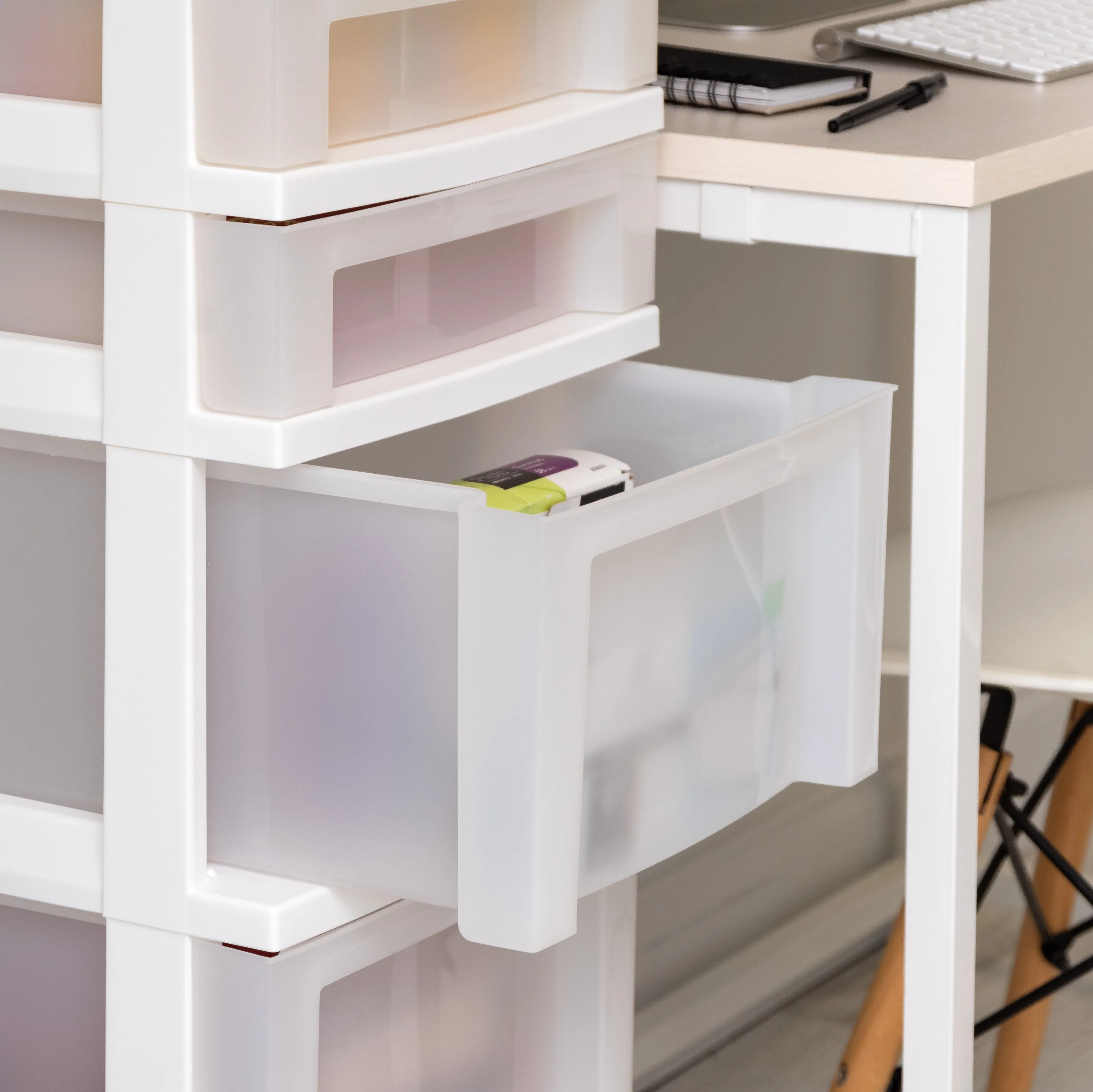 6-Drawer Storage Cart with Organizer Top, White/Pearl - Image 6