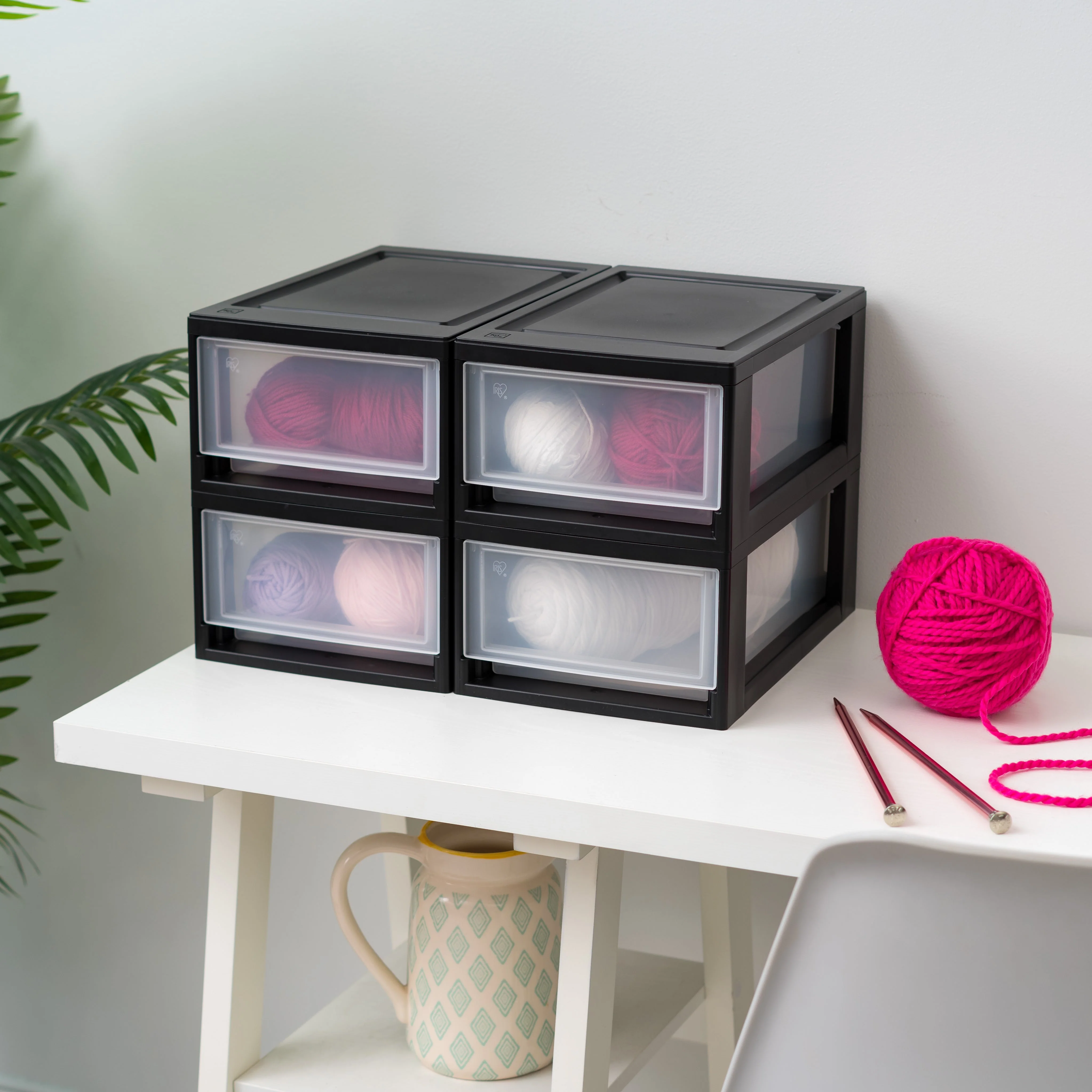 6 Quart Compact Stacking Drawer, 4 Pack, Black - Image 4
