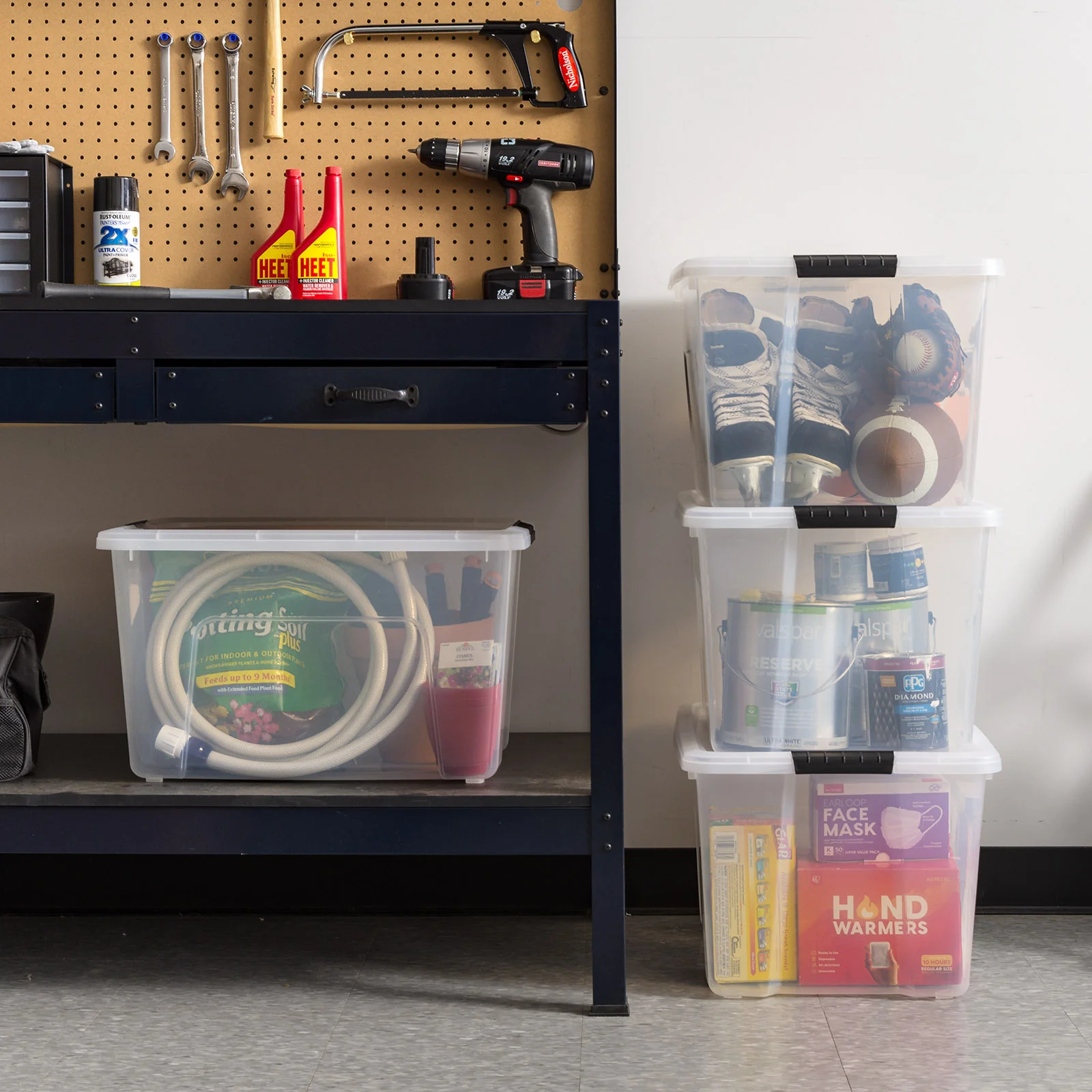60 Qt. (15 Gal.) Clear Latch Box, Stackable Plastic Storage Bins with Lids, Set of 4 - Image 2