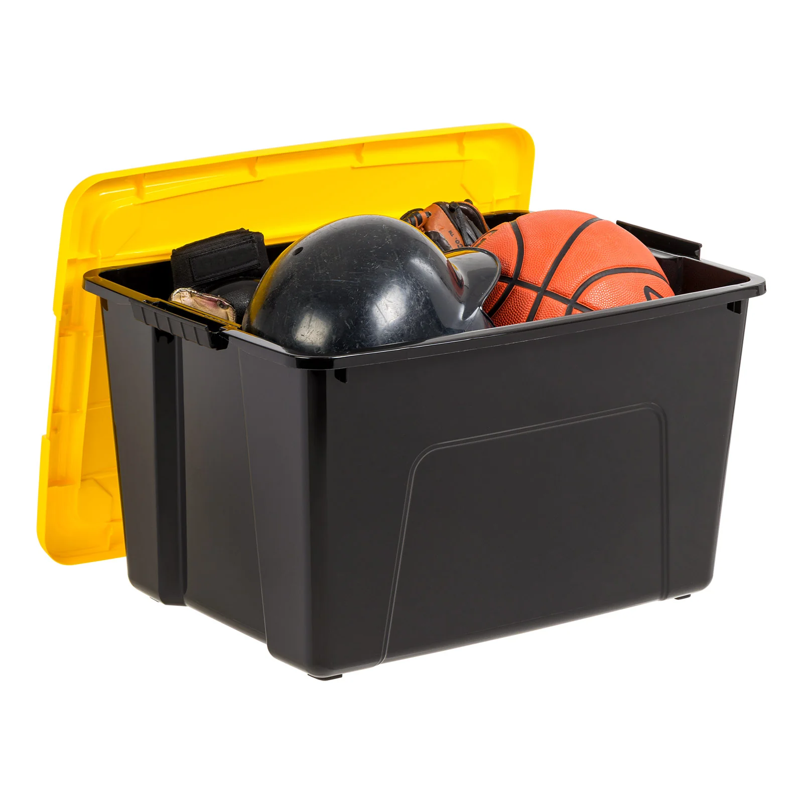 60 Qt. (15 gal.) Large Latch Box, Plastic Storage Bins with Lids, Black-Yellow, Set of 6 - Image 2