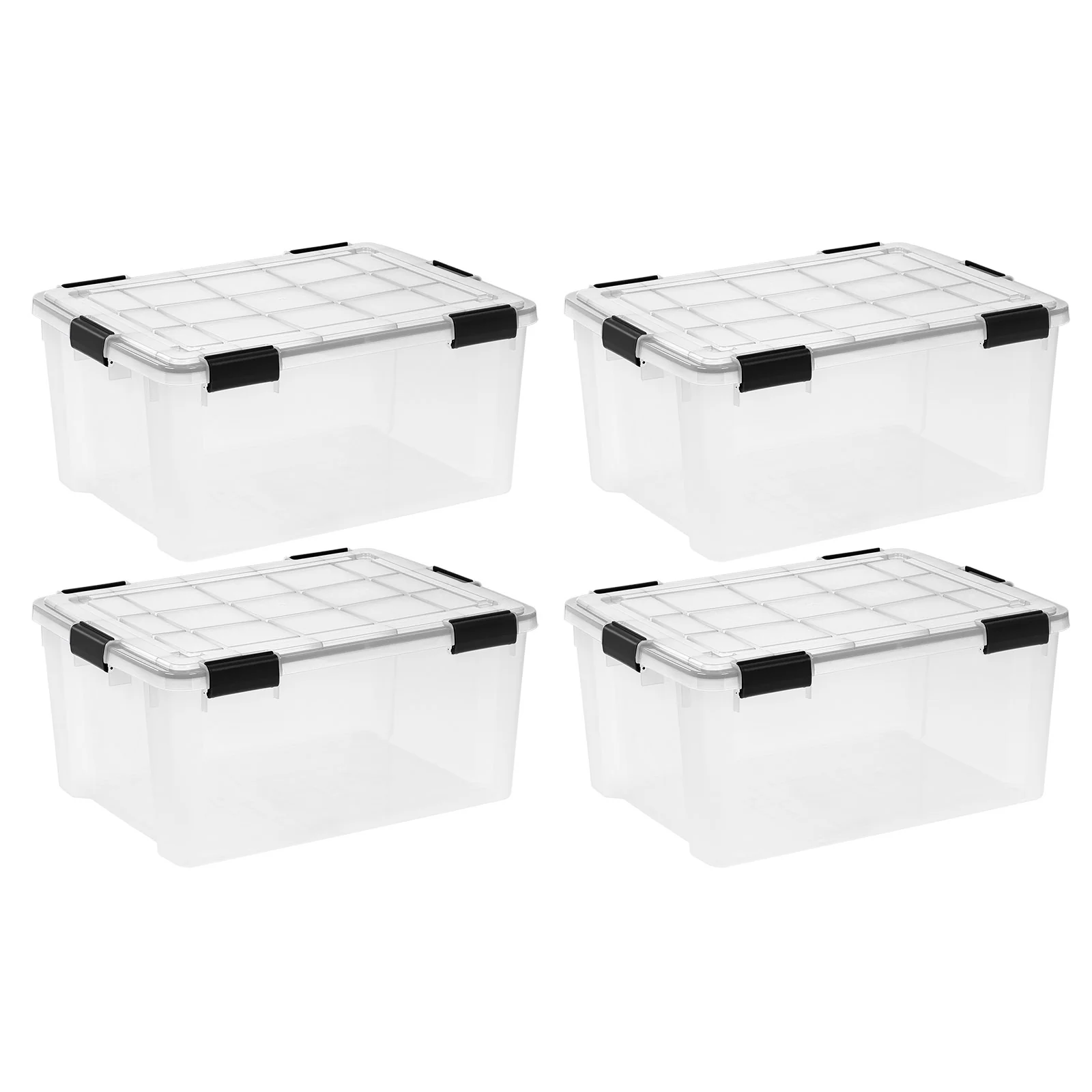 60 Qt. Plastic Storage Bins with Sealed Lids, Clear Gasket Box, Airtight Containers 4Pk