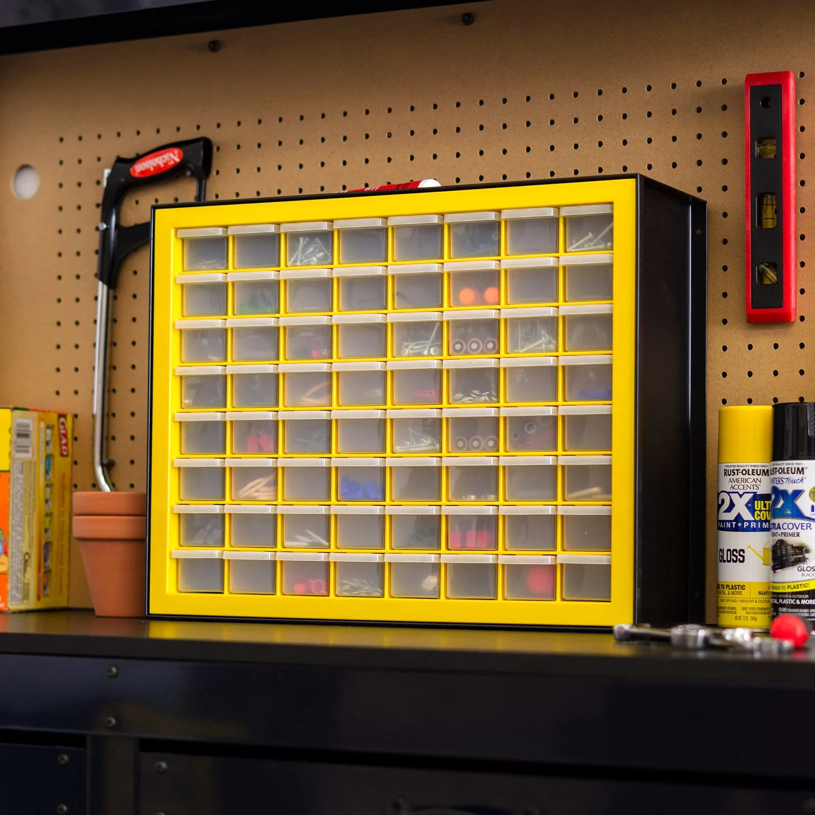 64 Drawer Parts Cabinet, Black/Yellow - Image 5