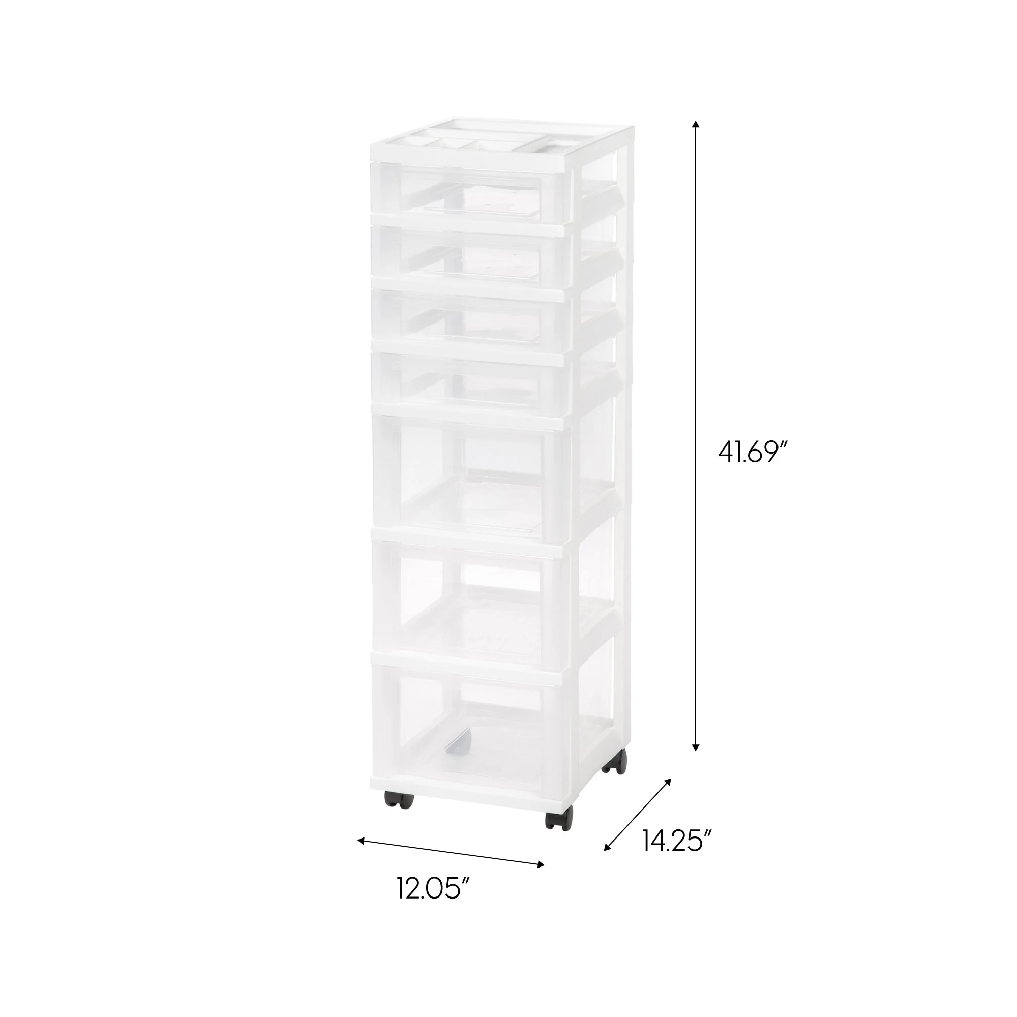 7-Drawer Storage Cart with Organizer Top, White - Image 5