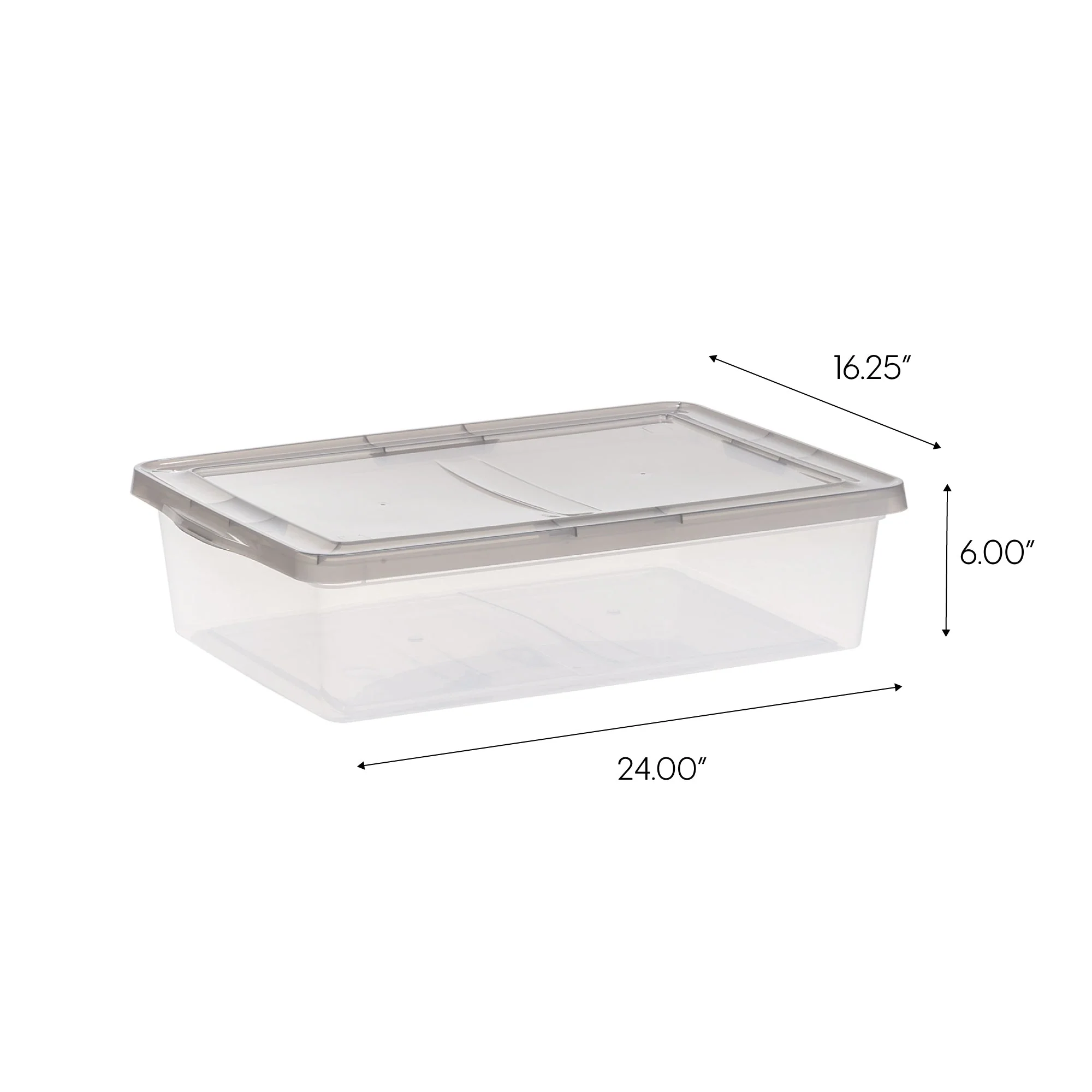 7 Gallon Snap Top Plastic Storage Box, Clear wih Gray Lid, Pack of 6 - Image 4