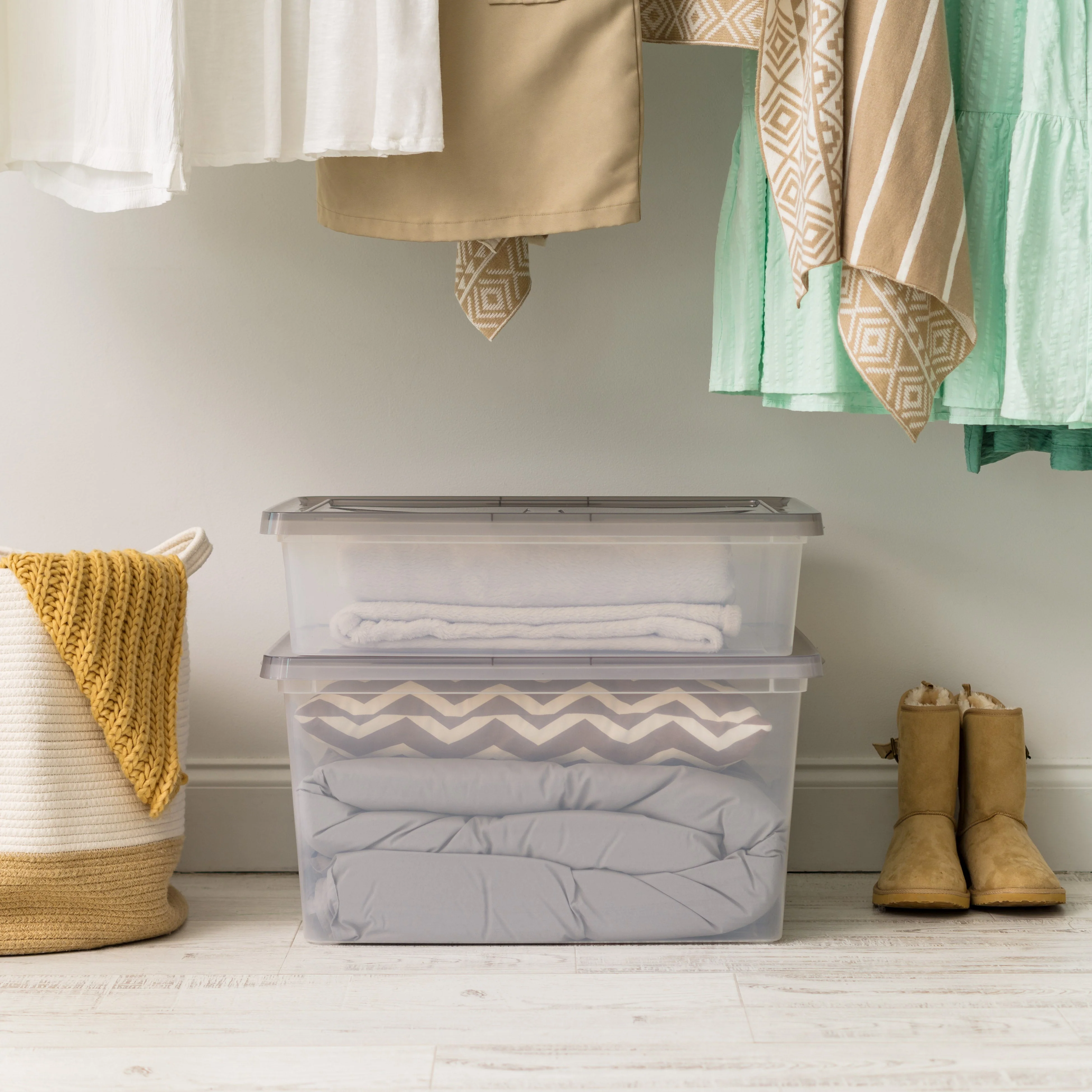 7 Gallon Snap Top Plastic Storage Box, Clear wih Gray Lid, Pack of 6 - Image 8