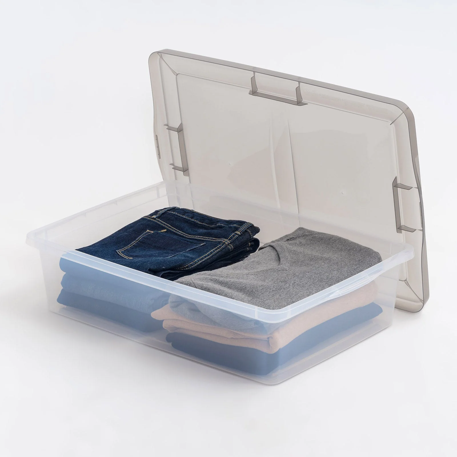7 Gallon Snap Top Plastic Storage Box, Clear wih Gray Lid, Pack of 6 - Image 9