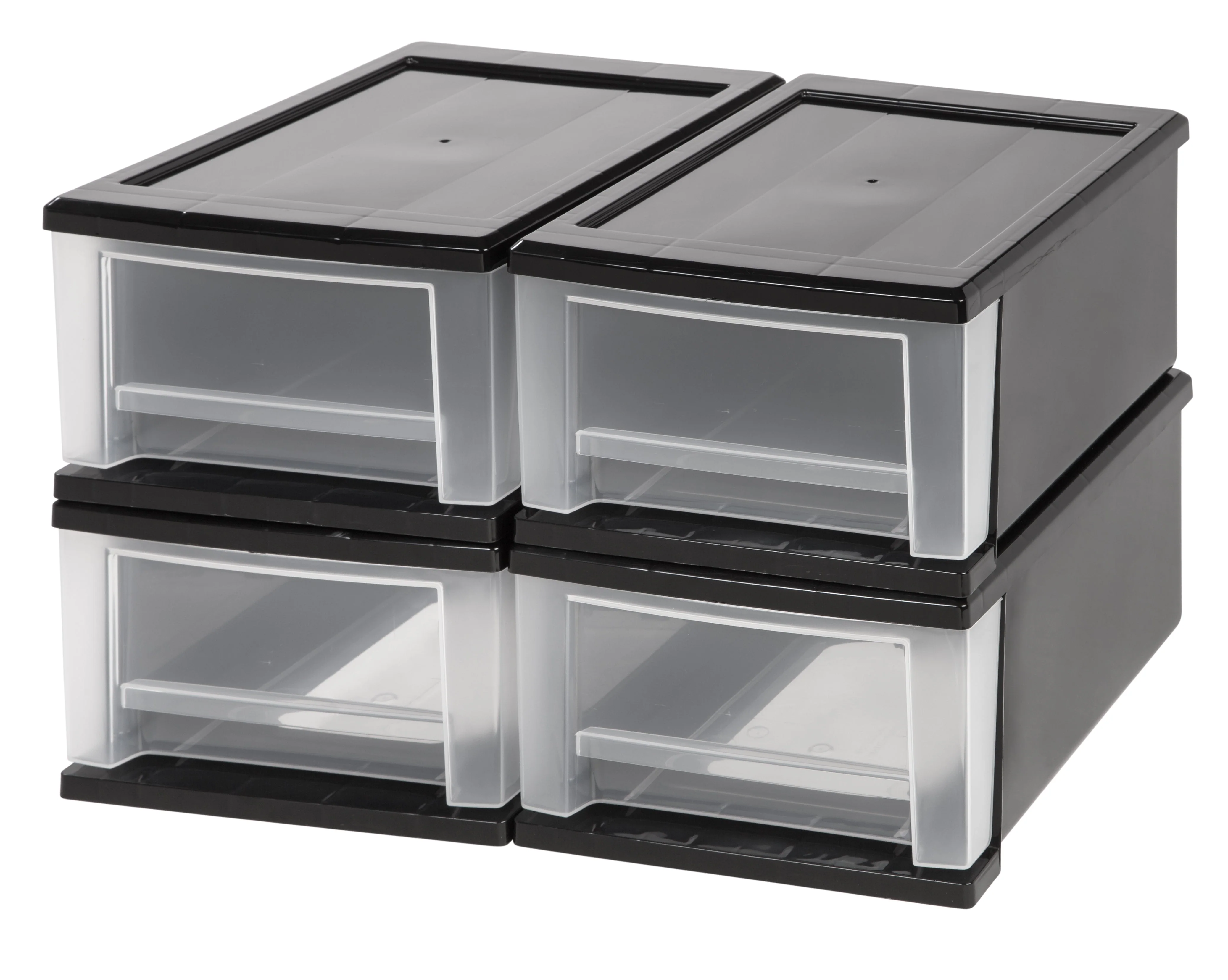 7 Quart Stacking Drawer, 4 Pack, Black