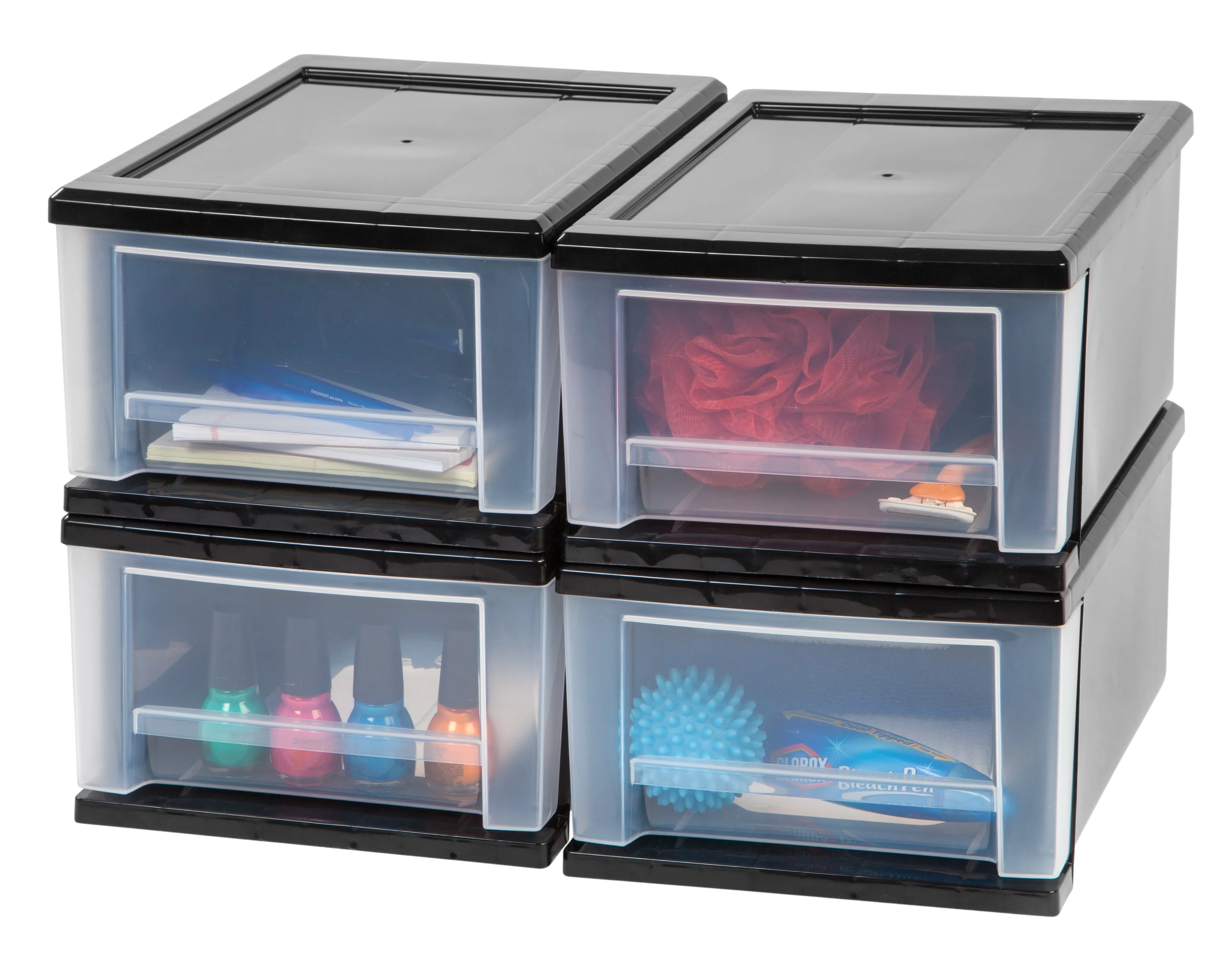 7 Quart Stacking Drawer, 4 Pack, Black - Image 2