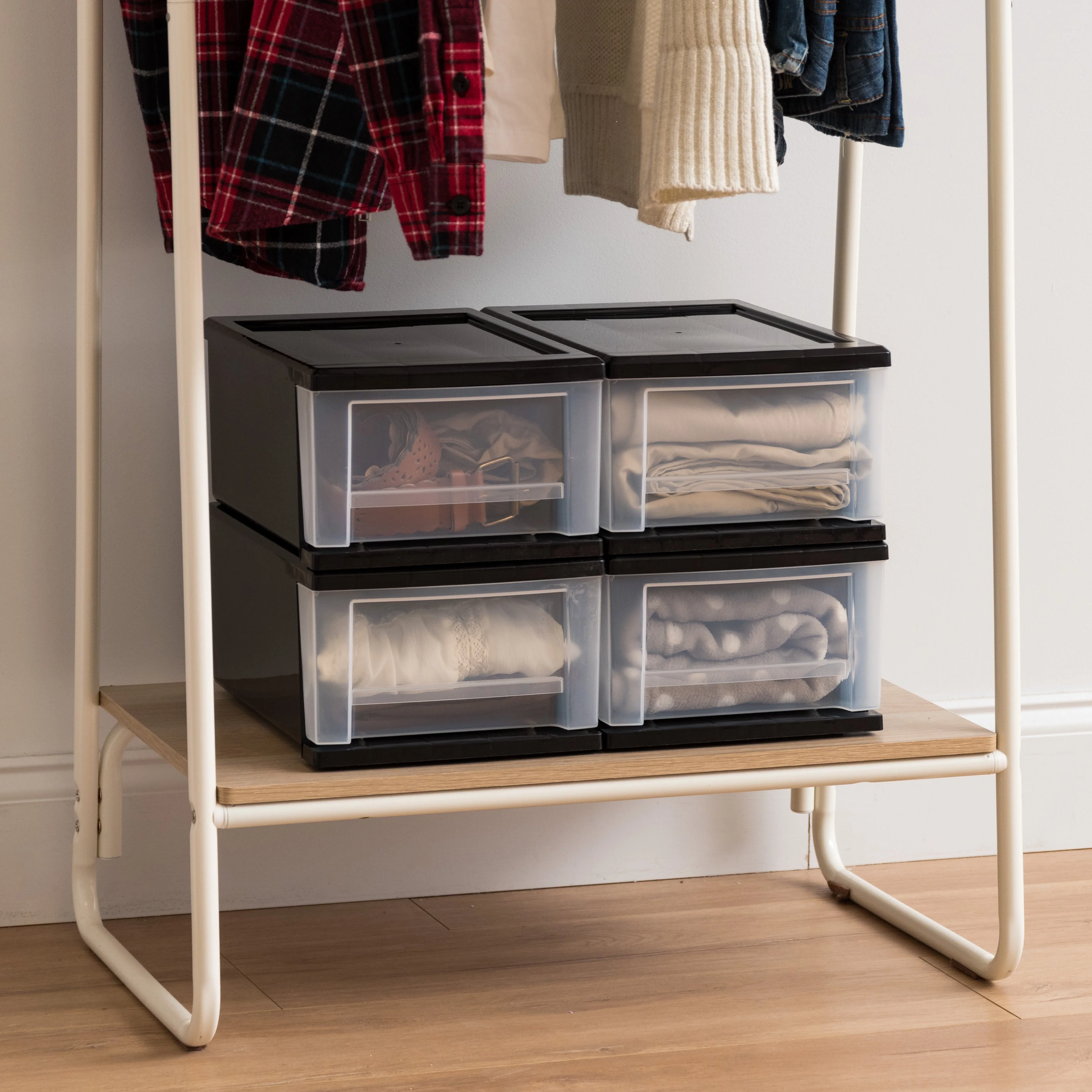 7 Quart Stacking Drawer, 4 Pack, Black - Image 5