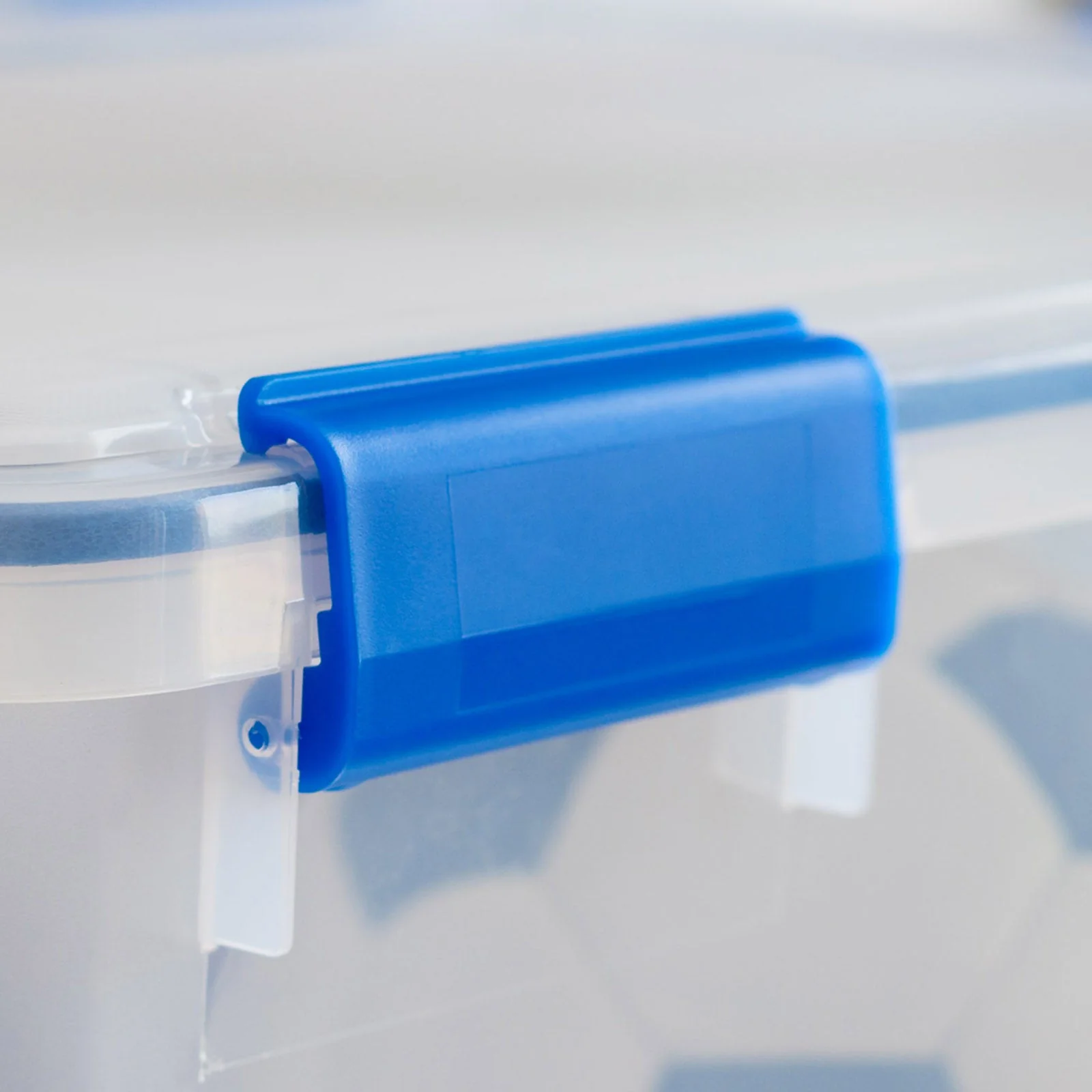 74 Quart WeatherPro® Multi-Purpose Storage Box, Clear with Blue Buckles, 3 Pack - Image 4
