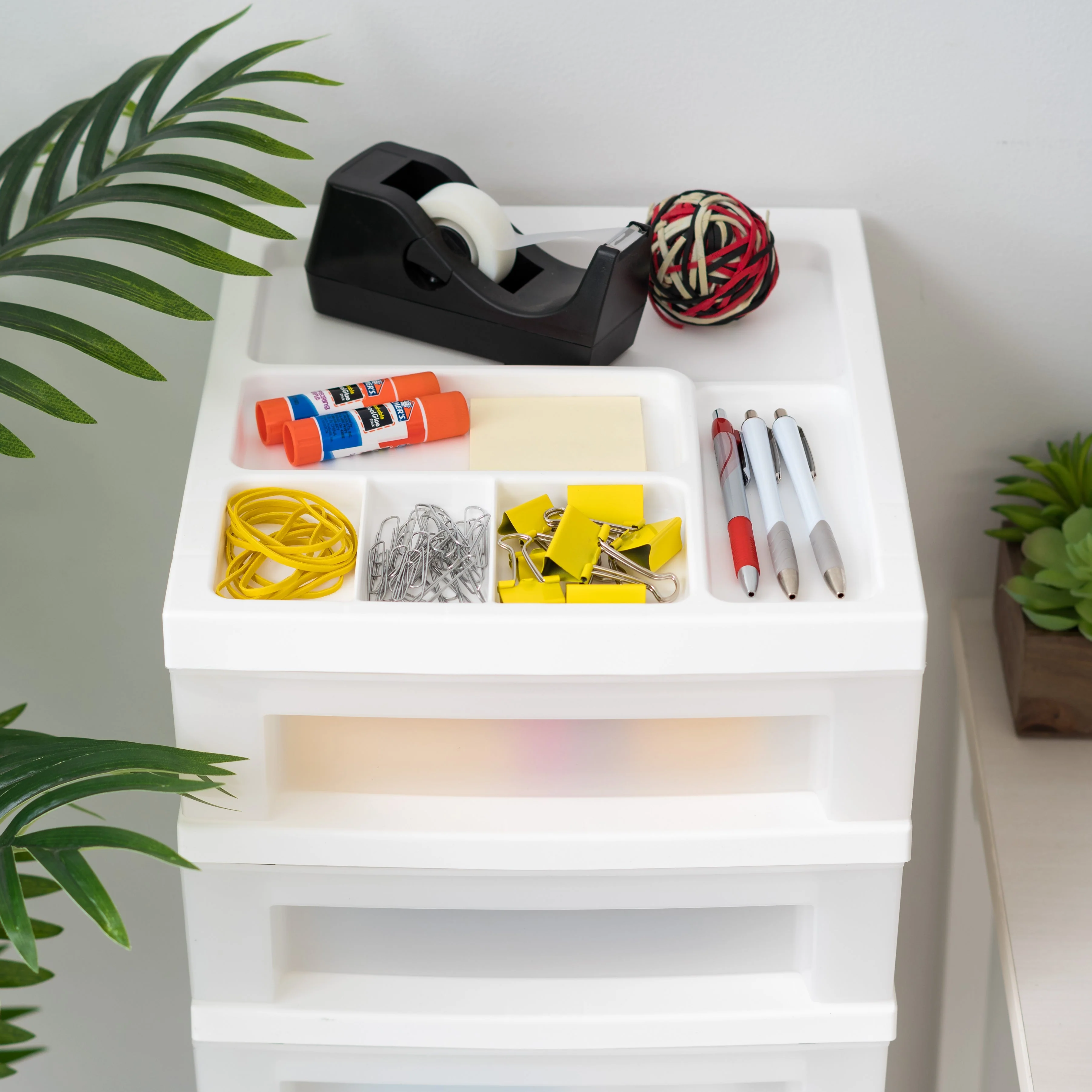 9-Drawer Storage Cart with Organizer Top, White/Pearl - Image 3