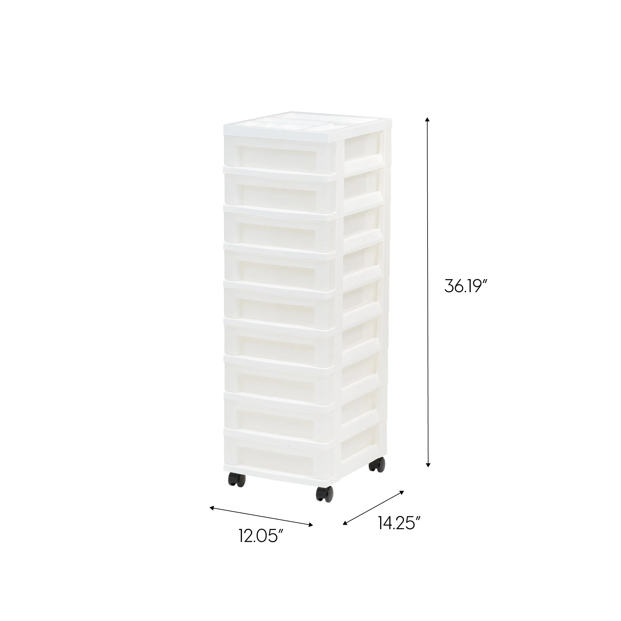 9-Drawer Storage Cart with Organizer Top, White/Pearl - Image 6
