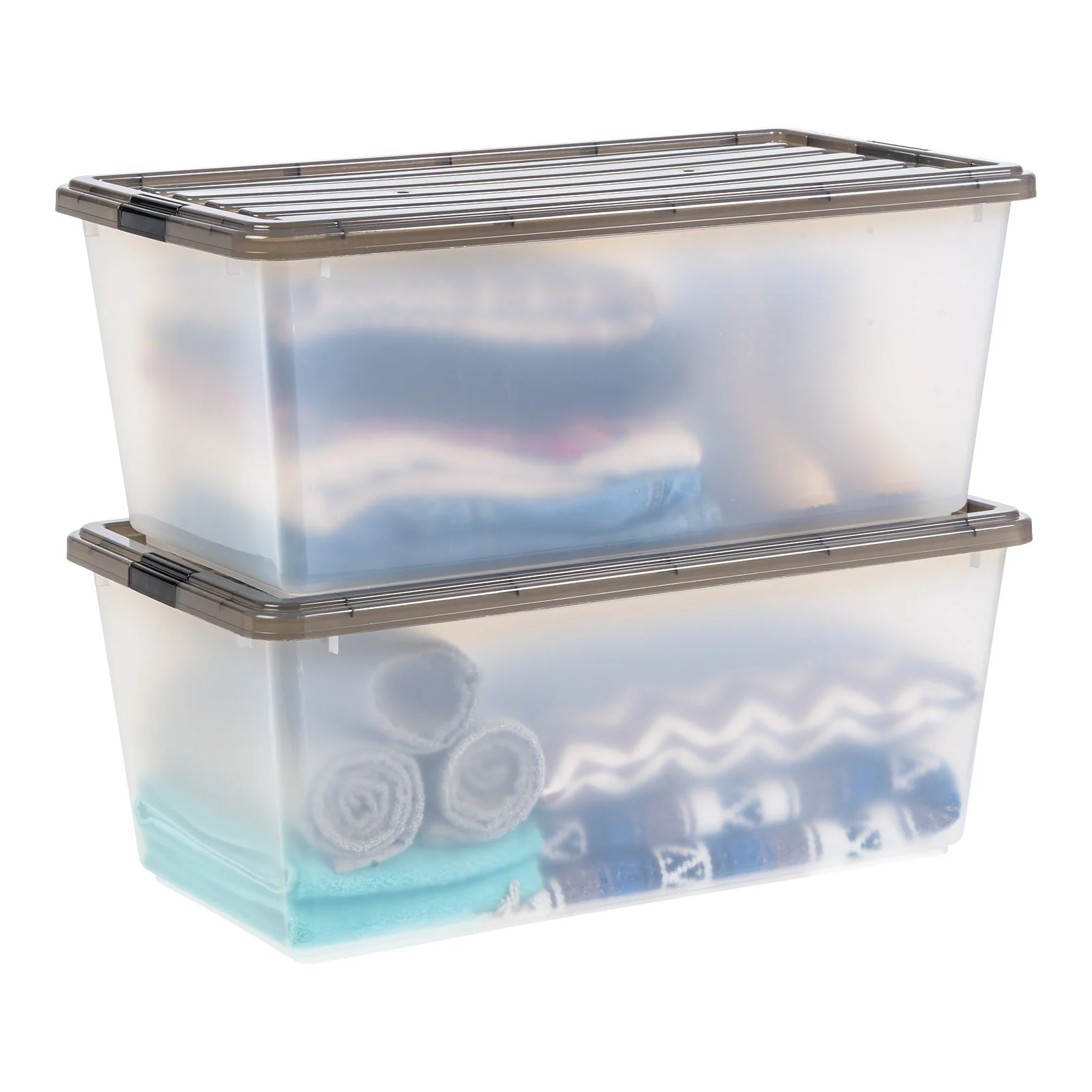 91 Qt. (22 gal.) Large Clear Latch Box, Stackable Plastic Storage Bin with Lid, Set of 4 - Image 2
