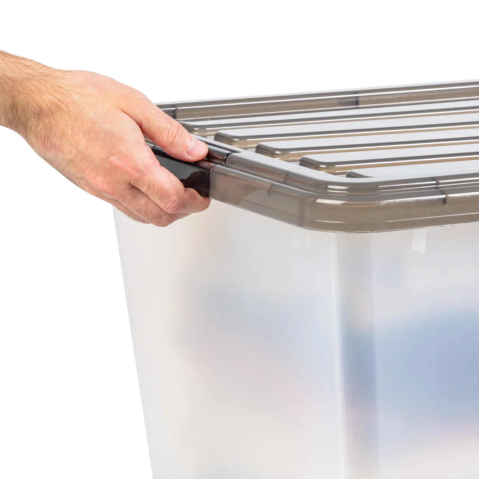 91 Qt. (22 gal.) Large Clear Latch Box, Stackable Plastic Storage Bin with Lid, Set of 4 - Image 6