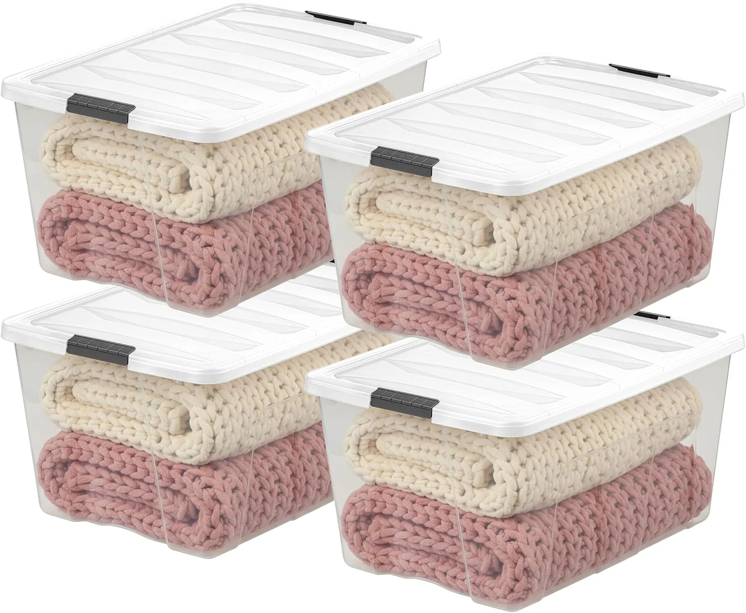 94 Qt Stackable Plastic Storage Bins with Lids, 4 Pack - Image 2