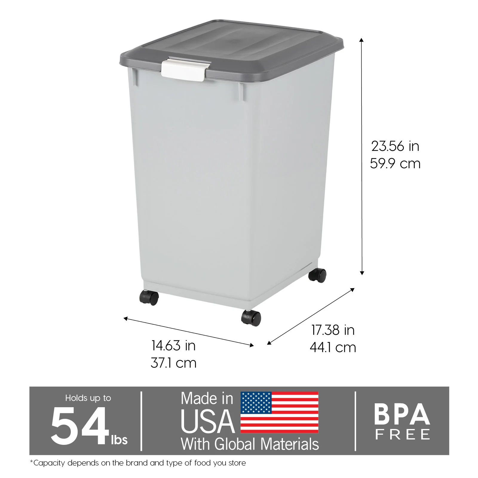 Airtight Dog Food Storage Container with Wheels 2 pack, Up to 54 lbs - Image 2