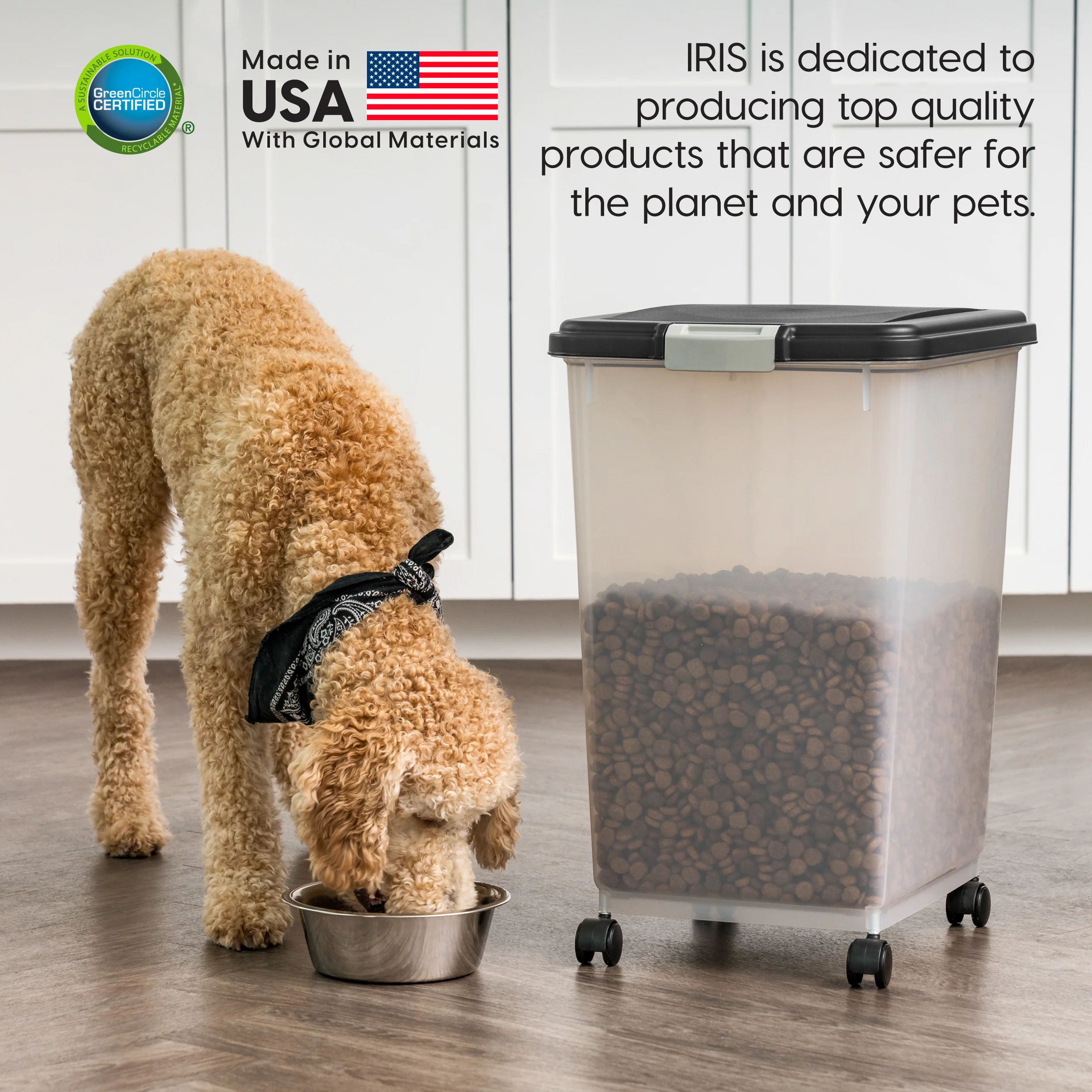 Airtight Dog Food Storage Container with Wheels 2 pack, Up to 54 lbs Black - Image 8
