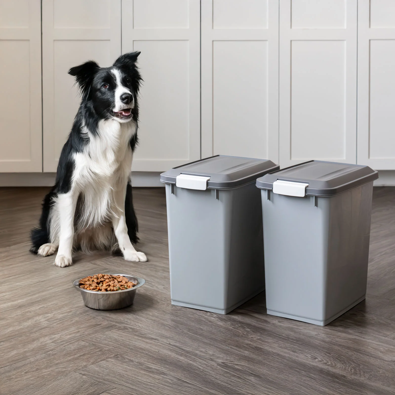 Airtight Pet Food Storage Container with Wheels with Built in Scoop Up to 30 Pounds 2 Pack - Image 3