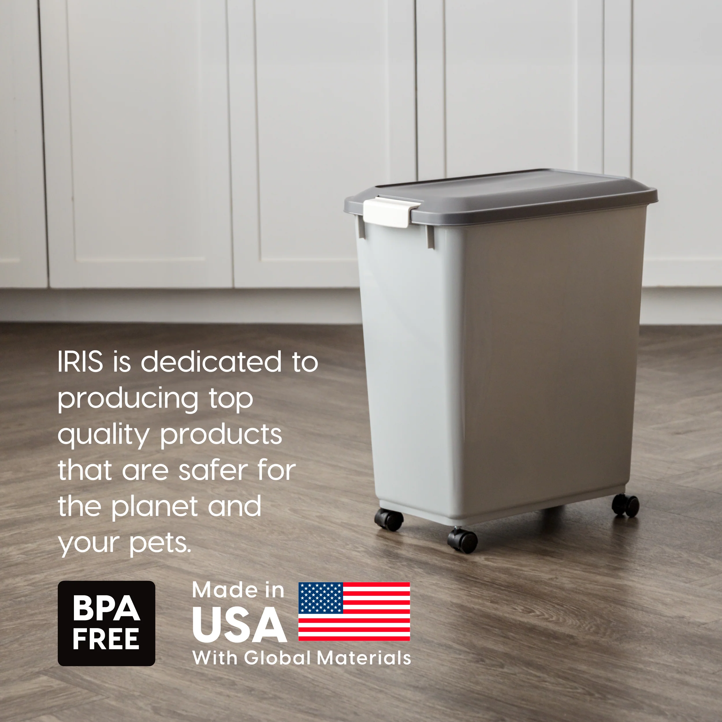Airtight Pet Food Storage Container with Wheels with Built in Scoop Up to 40 Pounds - Image 3