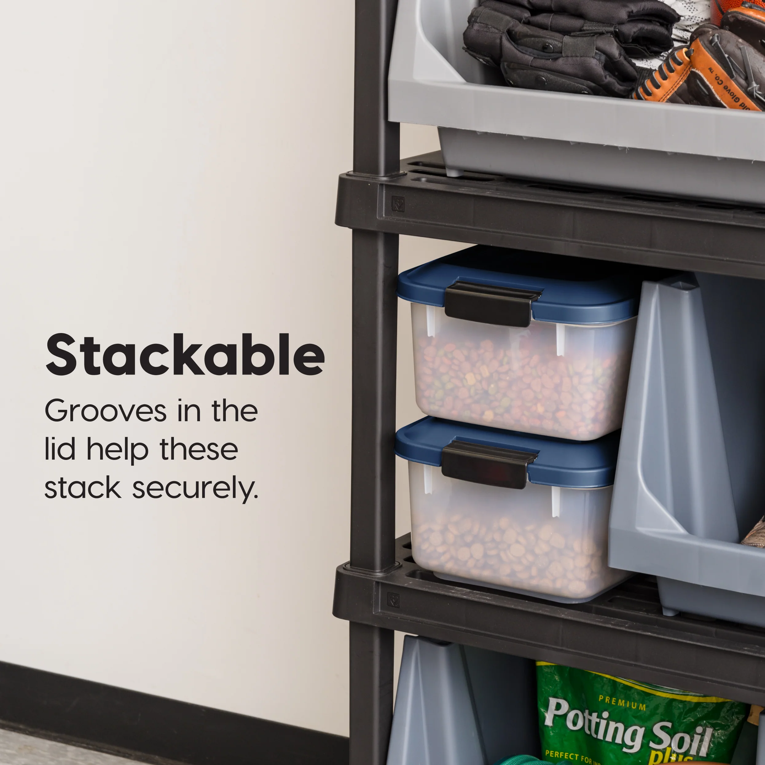 Airtight Stackable Pet Food Storage Container Up to 14 lbs with a Scoop, 2 Pack - Image 3