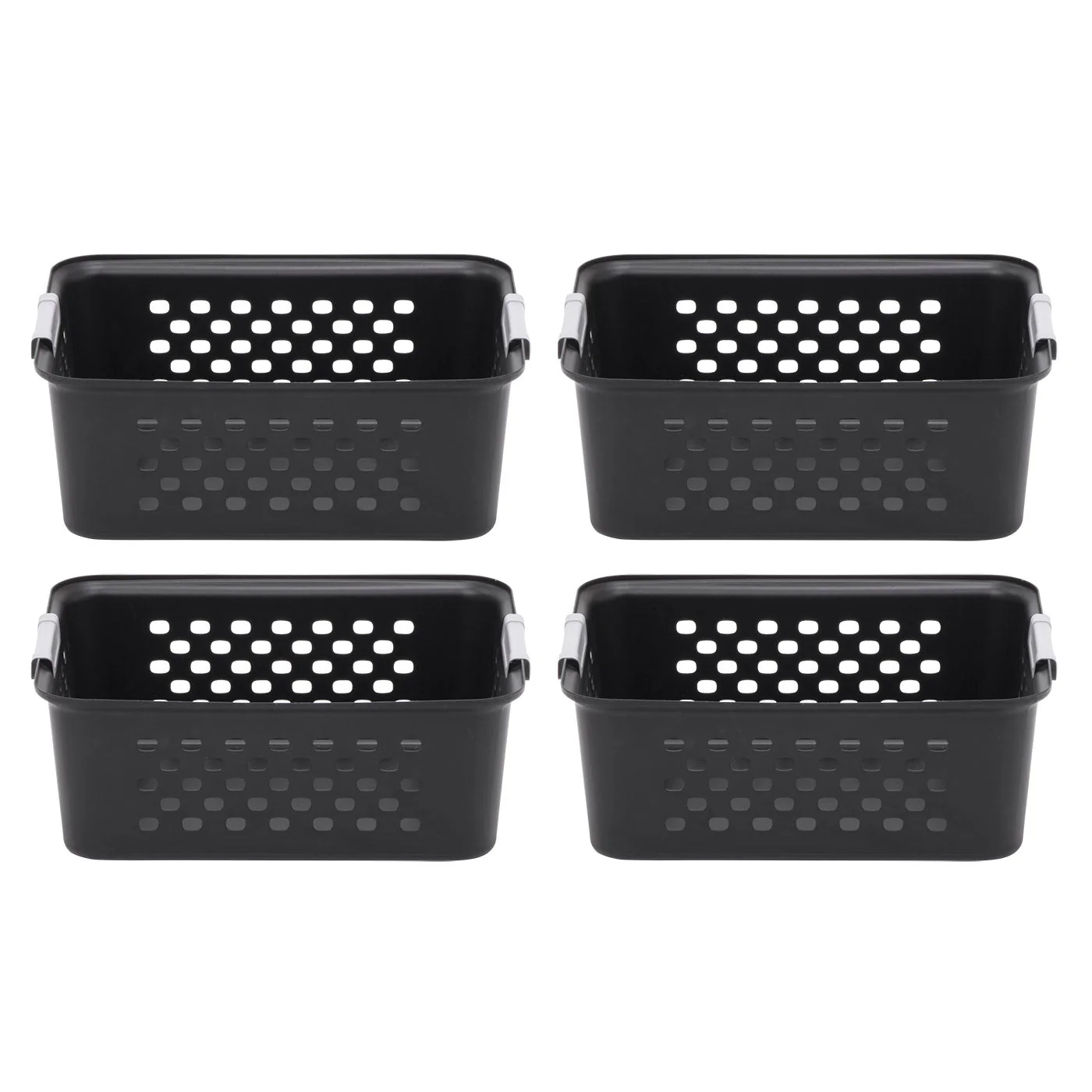 Black Plastic Organizers and Storage Bin, M-size [ Pack of 4 ]