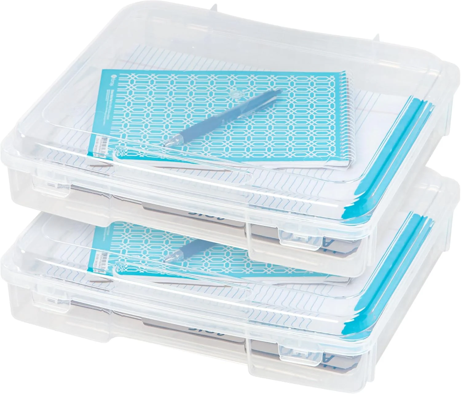 Board Game Storage Craft Organizer Box with Snap-Tight Latch Lid, 2-Pack