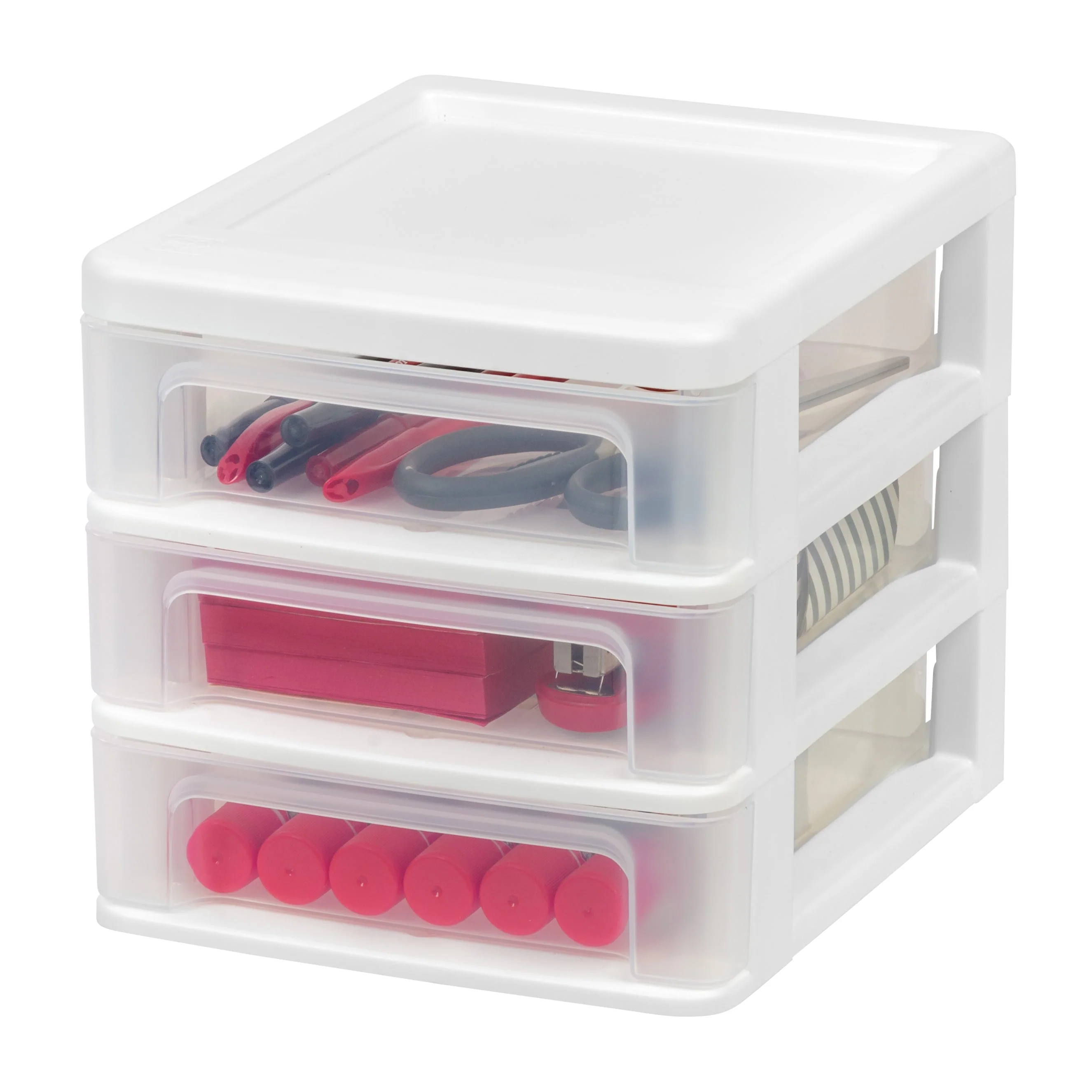 Compact Desktop 3-Drawer System, 4 Pack, White - Image 4
