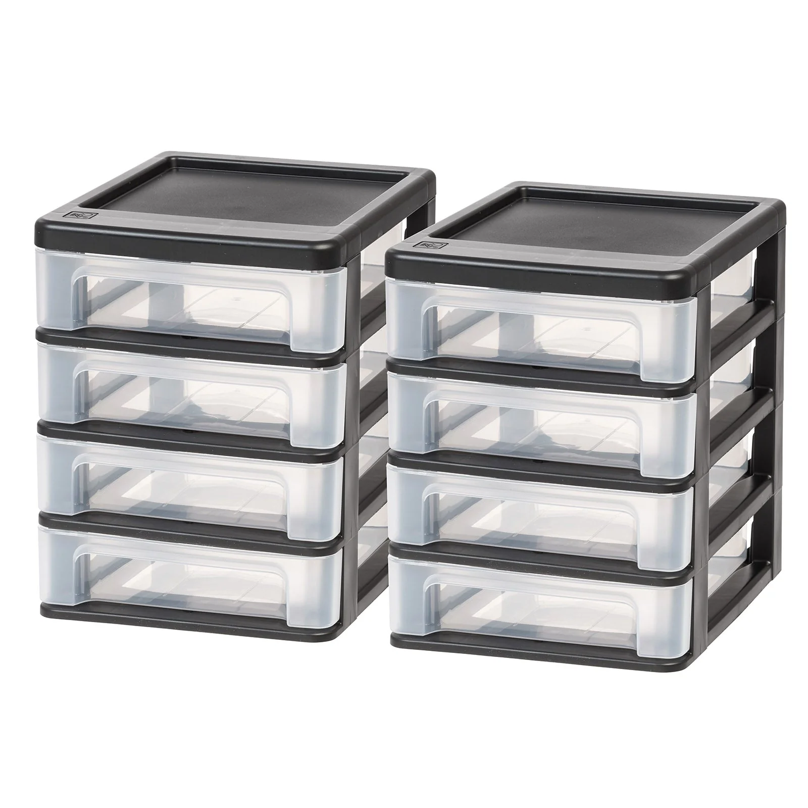 Compact Desktop 4-Drawer System, 2 Pack, Black