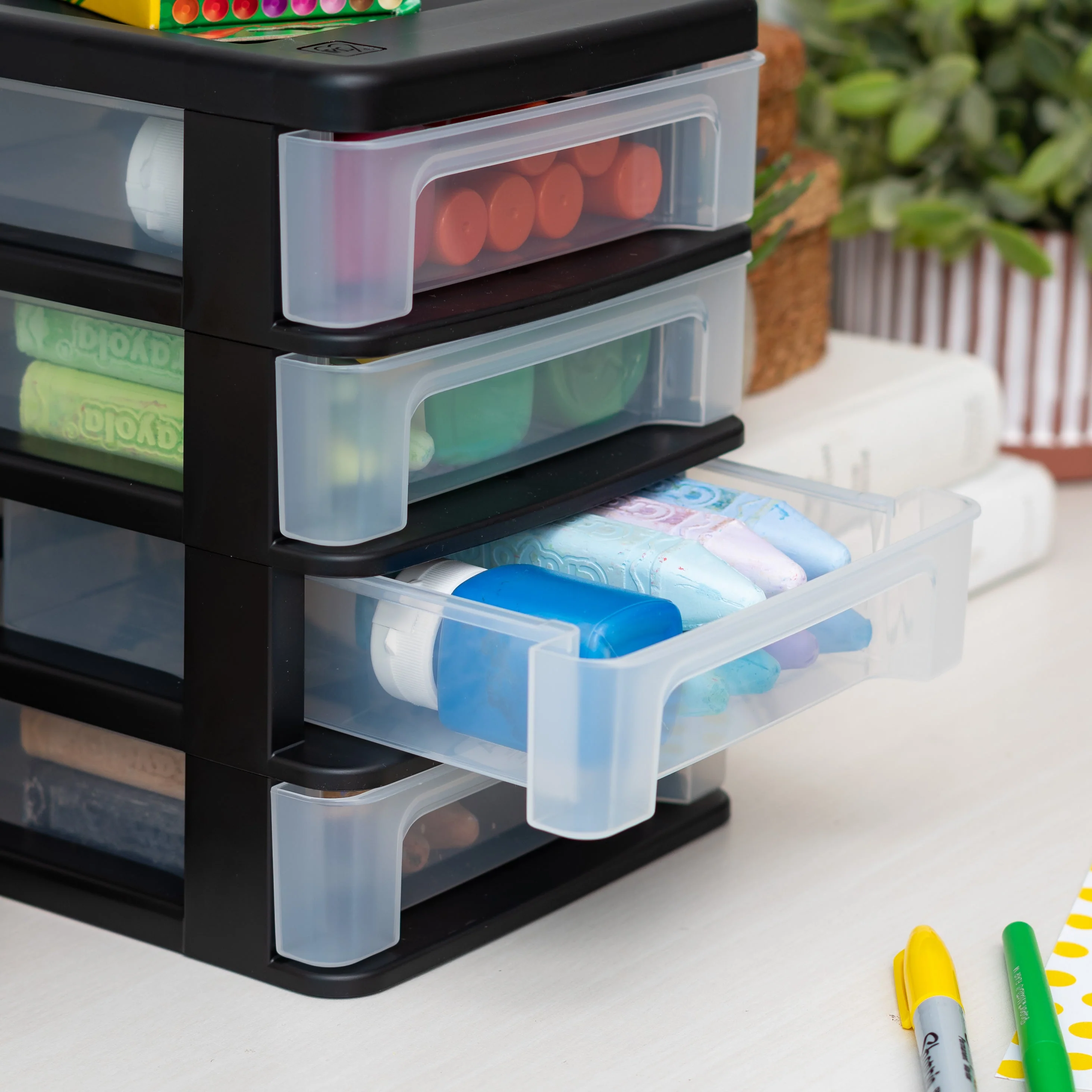 Compact Desktop 4-Drawer System, 2 Pack, Black - Image 2