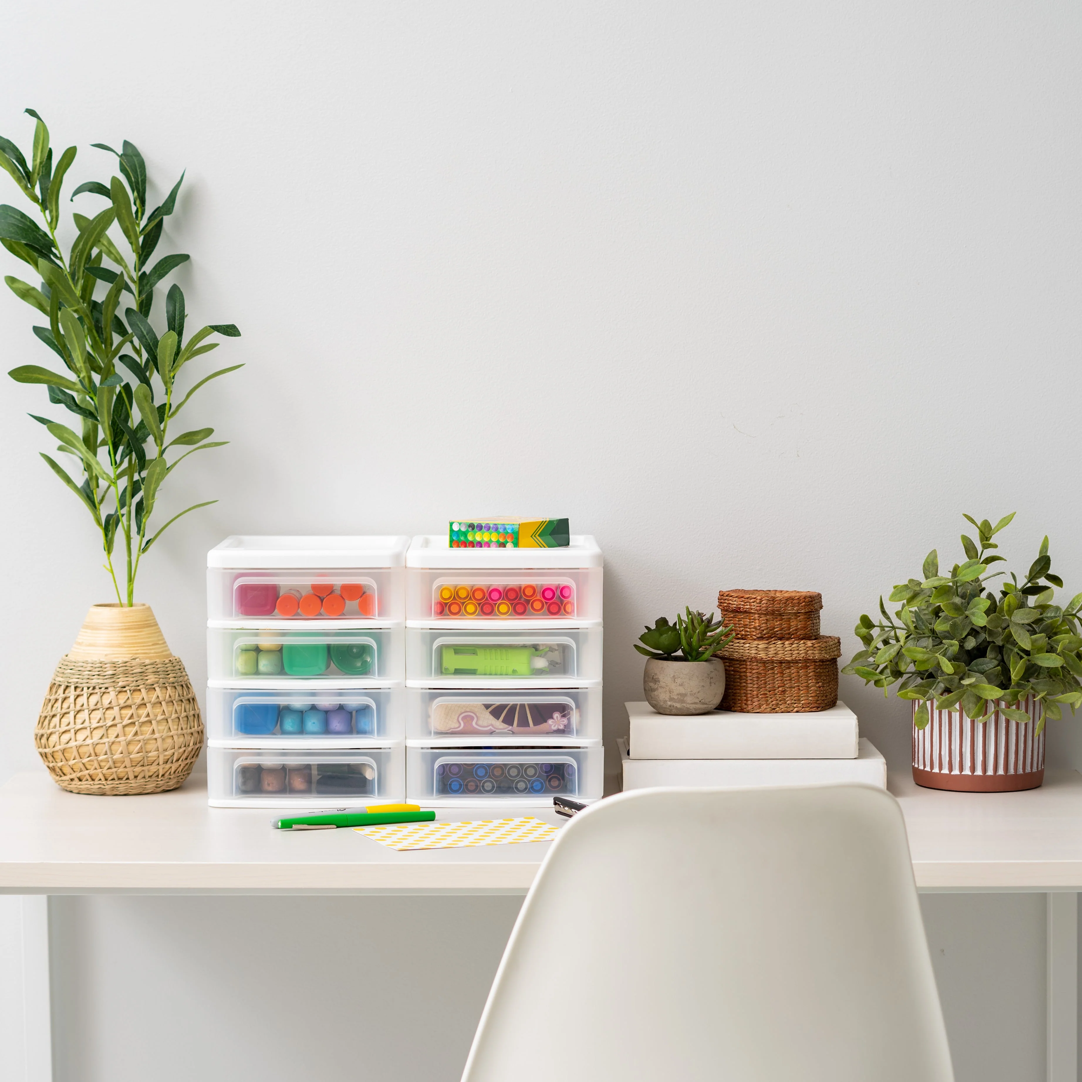 Compact Desktop 4-Drawer System, 2 Pack, White - Image 2