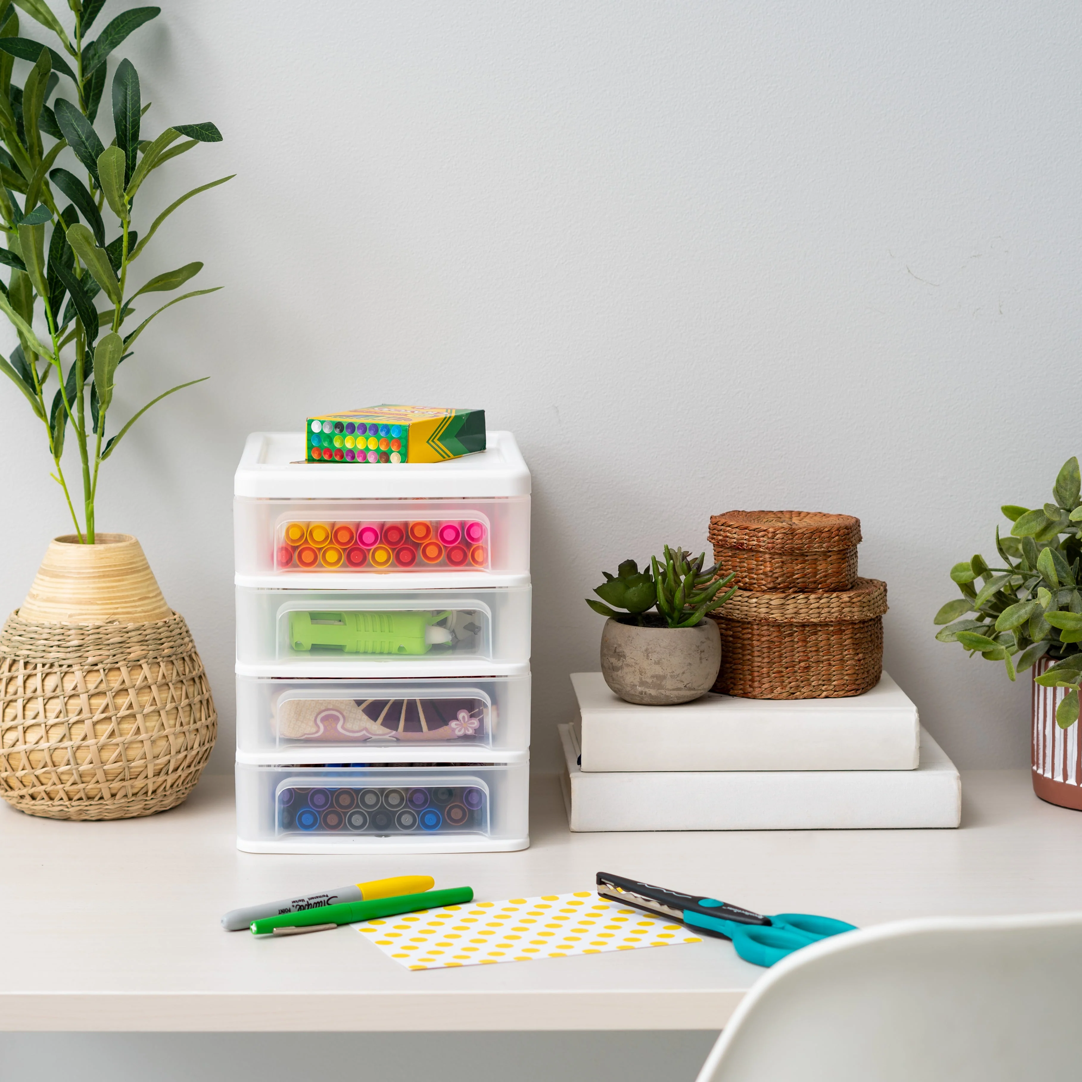 Compact Desktop 4-Drawer System, White - Image 2