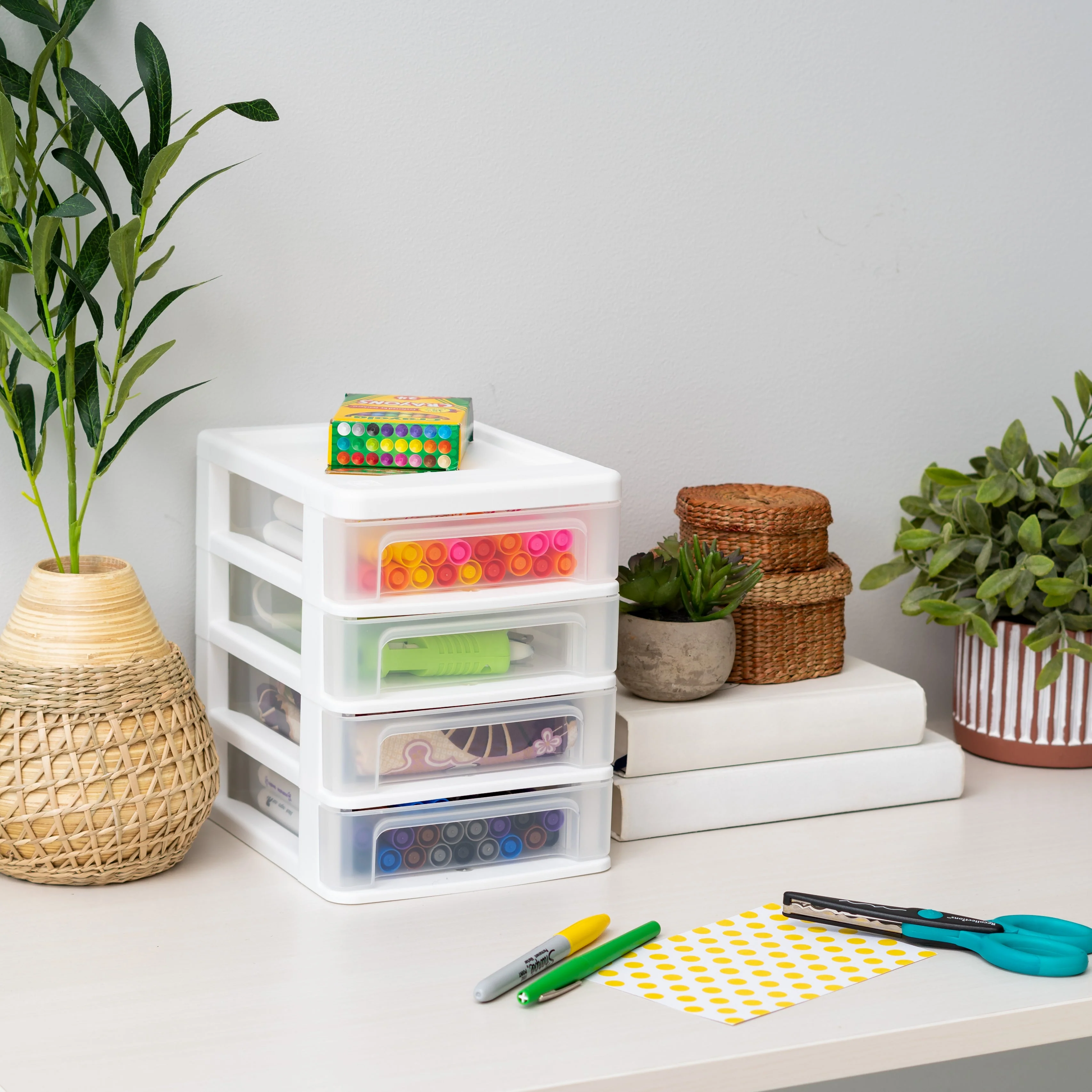 Compact Desktop 4-Drawer System, White - Image 3