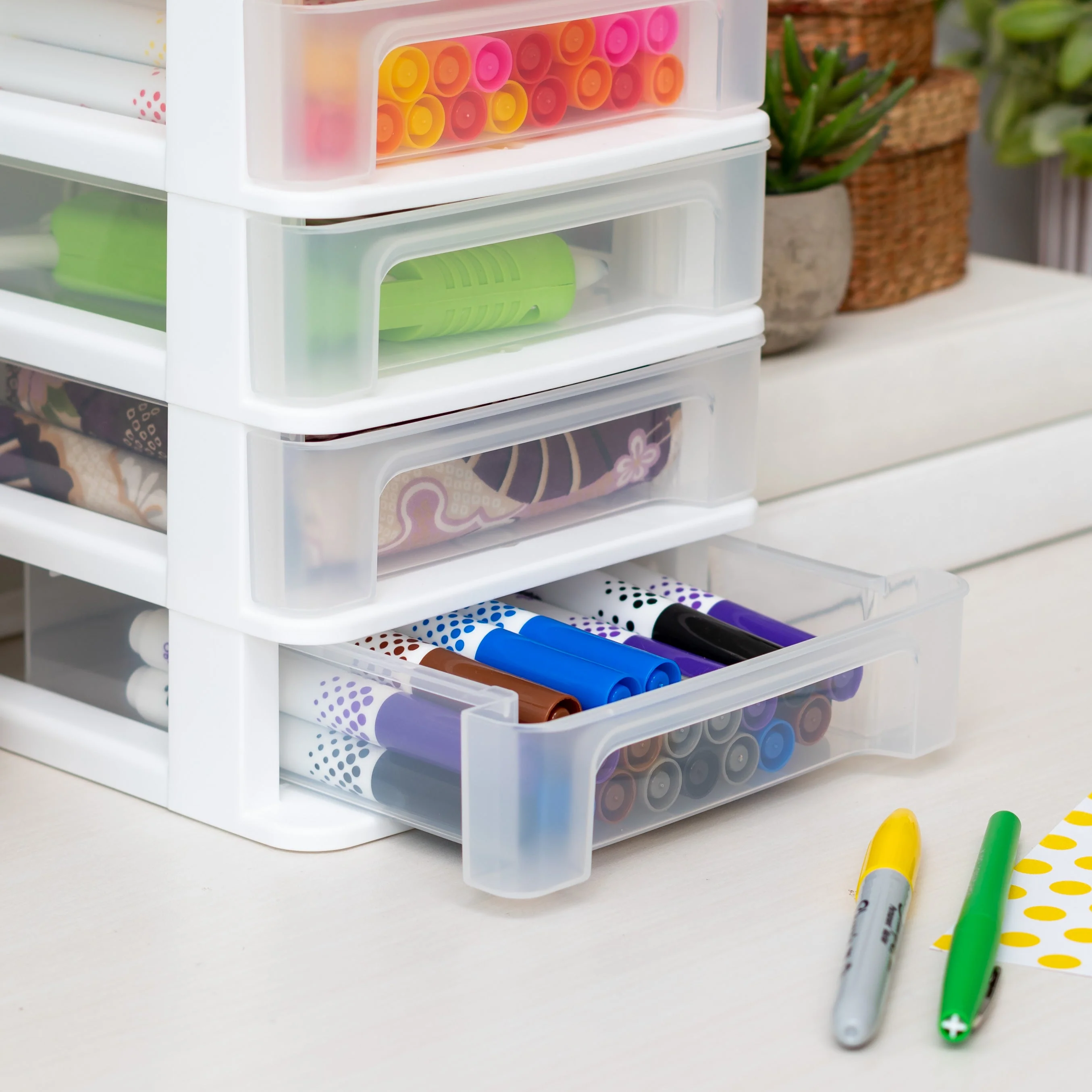 Compact Desktop 4-Drawer System, White - Image 4